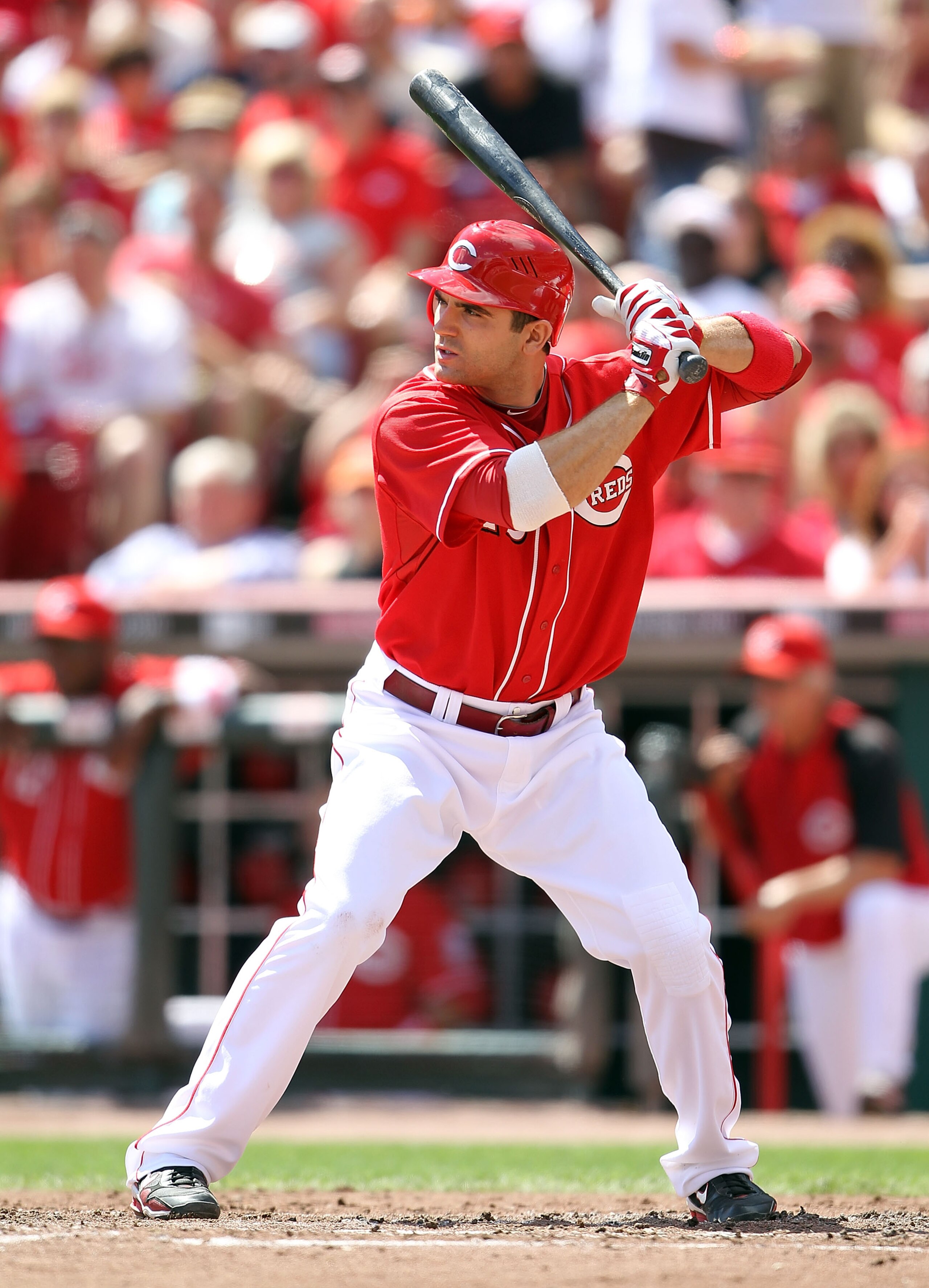 CINCINNATI - SEPTEMBER 12:  Joey Votto #19 of  the Cincinnati Reds is at bat during the game against the Pittsburgh Pirates at Great American Ballpark on September 12, 2010 in Cincinnati, Ohio.  (Photo by Andy Lyons/Getty Images)