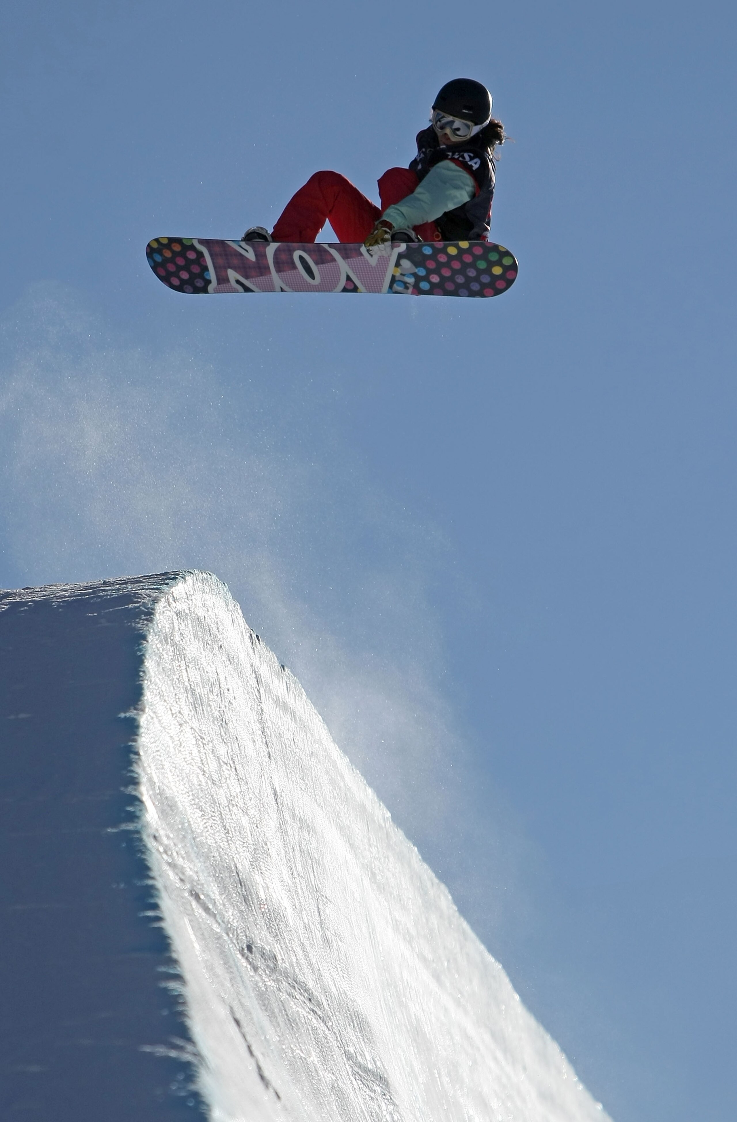 COPPER MOUNTAIN, CO - DECEMBER 10:  Soko Yamaoka of Japan goes airborne during her run in the US Snowboarding Grand Prix Ladies Qualifier in the Main Vein Halfpipe on December 10, 2009 in Copper Mountain, Colorado.  (Photo by Doug Pensinger/Getty Images)