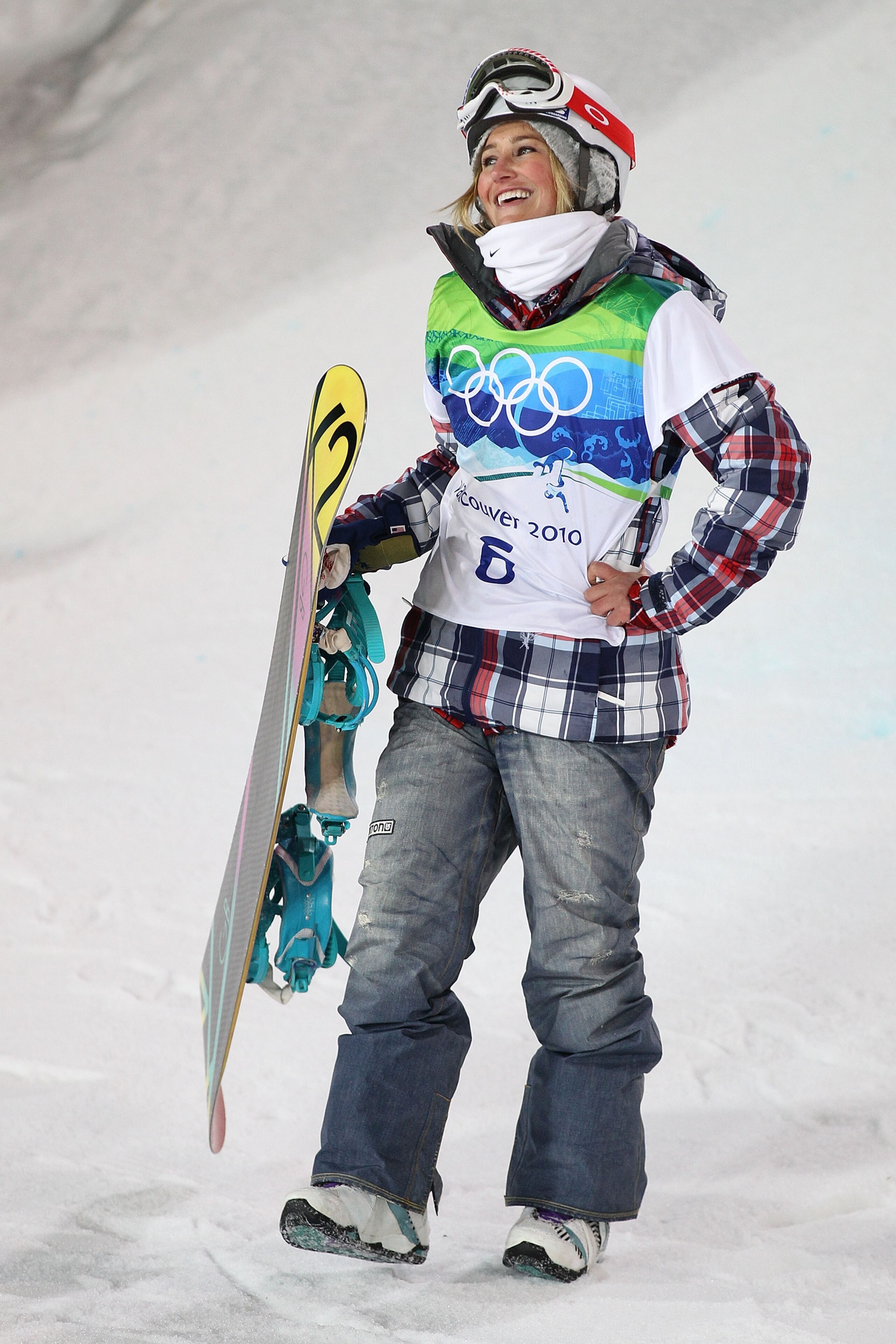VANCOUVER, BC - FEBRUARY 18:  Gretchen Bleiler of the United States reacts after she crashed on her second run during the the women's snowboard halfpipe final on day seven of the Vancouver 2010 Winter Olympics at Cypress Snowboard & Ski-Cross Stadium on F