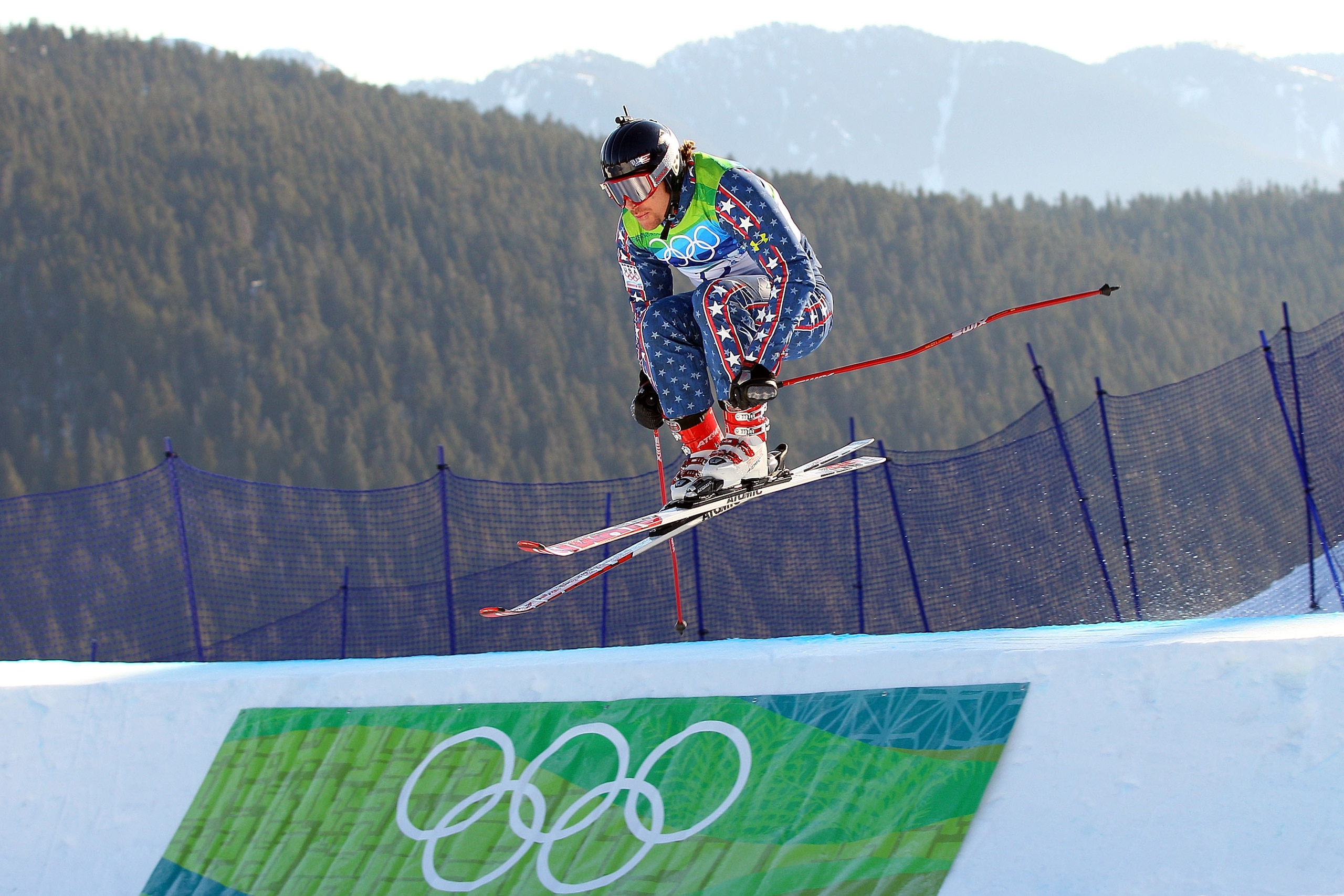 VANCOUVER, BC - FEBRUARY 21:  Casey Puckett of the United States competes in a men's ski cross qualification race on day ten of the Vancouver 2010 Winter Olympics at Cypress Mountain Resort on February 21, 2010 in Vancouver, Canada.  (Photo by Cameron Spe