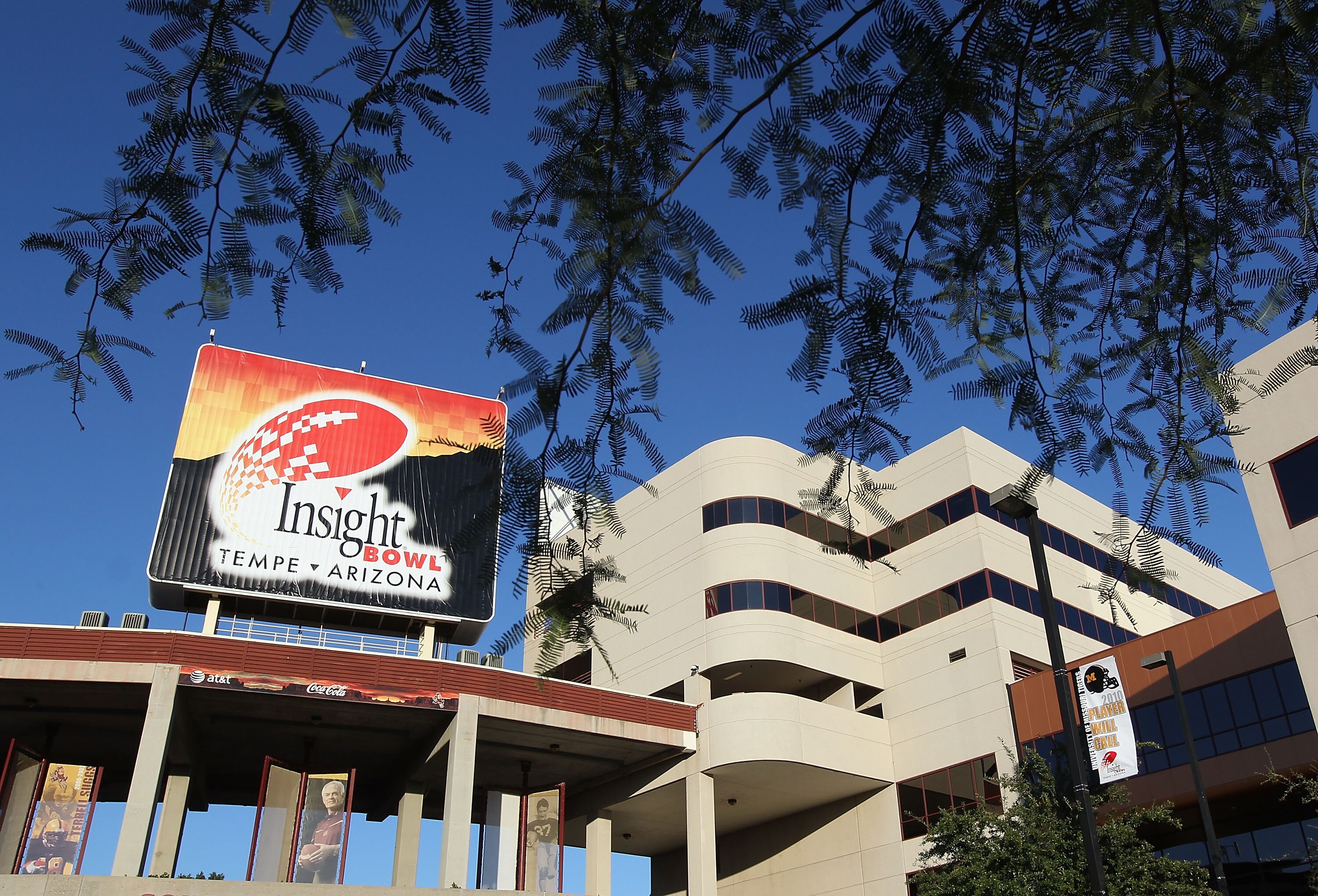 TEMPE, AZ - DECEMBER 28:  General view of the exterior of Sun Devil Stadium before the Inisght Bowl between the Missouri Tigers and the Iowa Hawkeyes on December 28, 2010 in Tempe, Arizona.  (Photo by Christian Petersen/Getty Images)