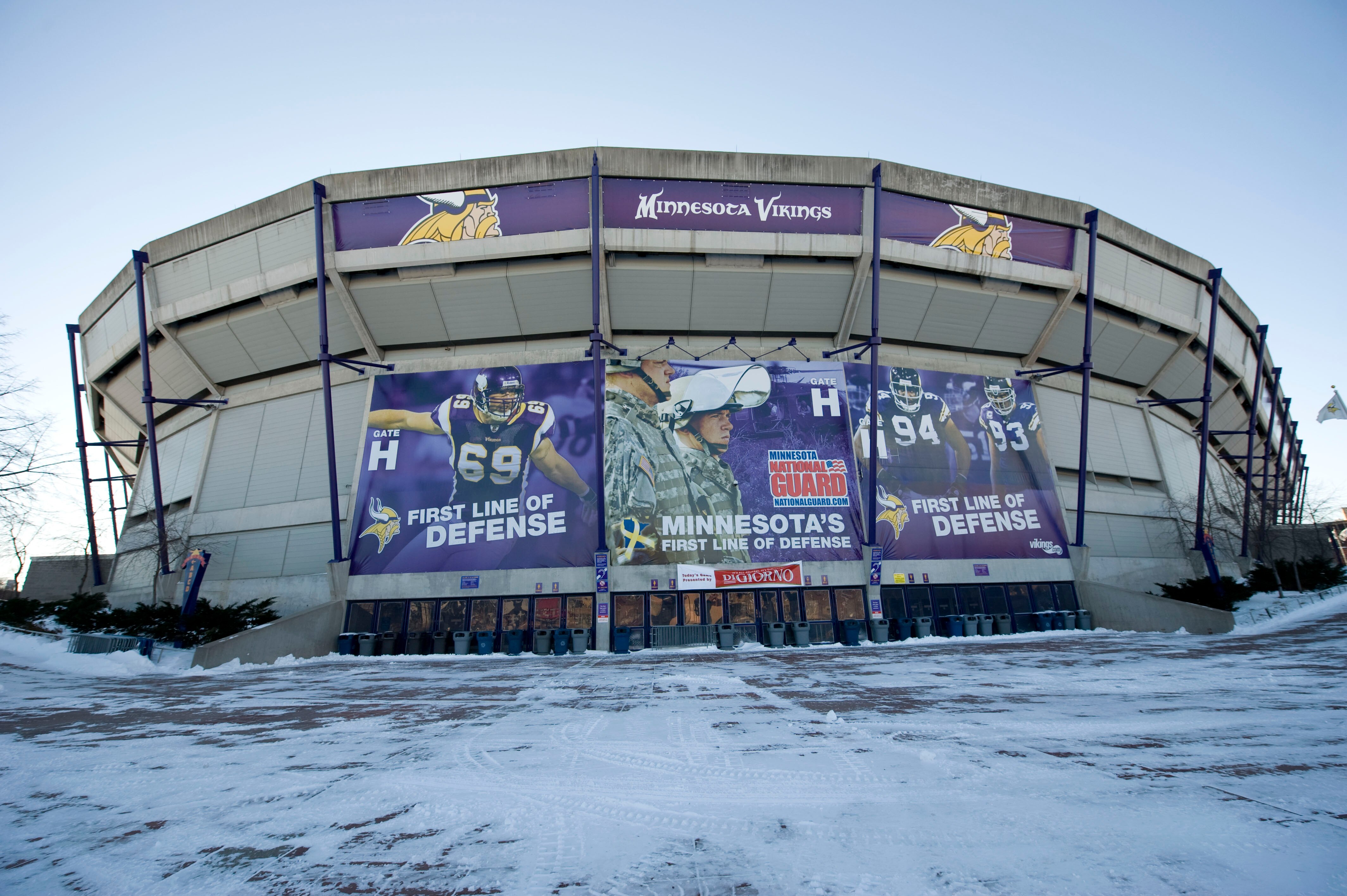 MINNEAPOLIS, MN - DECEMBER 12:  Snow surrounds the Hubert H. Humphrey Metrodome, Mall of America Stadium where the inflatable roof collapsed under the weight of snow during a storm Sunday morning December 12, 2010 in Minneapolis, Minnesota. A blizzard dum