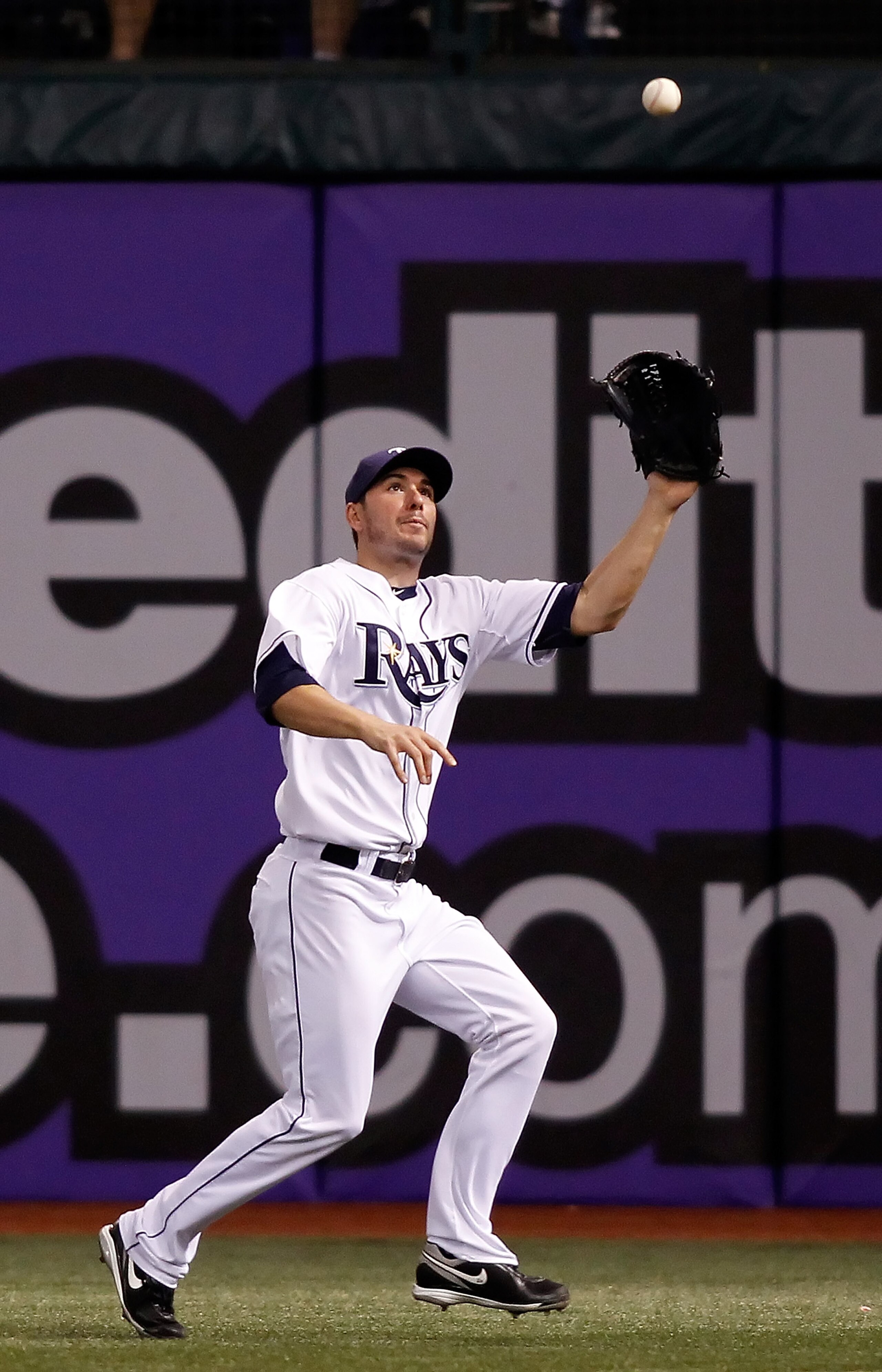 ST. PETERSBURG, FL - SEPTEMBER 28: Outfielder Matt Joyce #20 of the Tampa Bay Rays catches a fly ball against the Baltimore Orioles during the game at Tropicana Field on September 28, 2010 in St. Petersburg, Florida. (Photo by J. Meric/Getty Images) ST. PETERSBURG, FL - SEPTEMBER 28: Outfielder Matt Joyce #20 of the Tampa Bay Rays catches a fly ball against the Baltimore Orioles during the game at Tropicana Field on September 28, 2010 in St. Petersburg, Florida. (Photo by J. Meric/Getty Images)