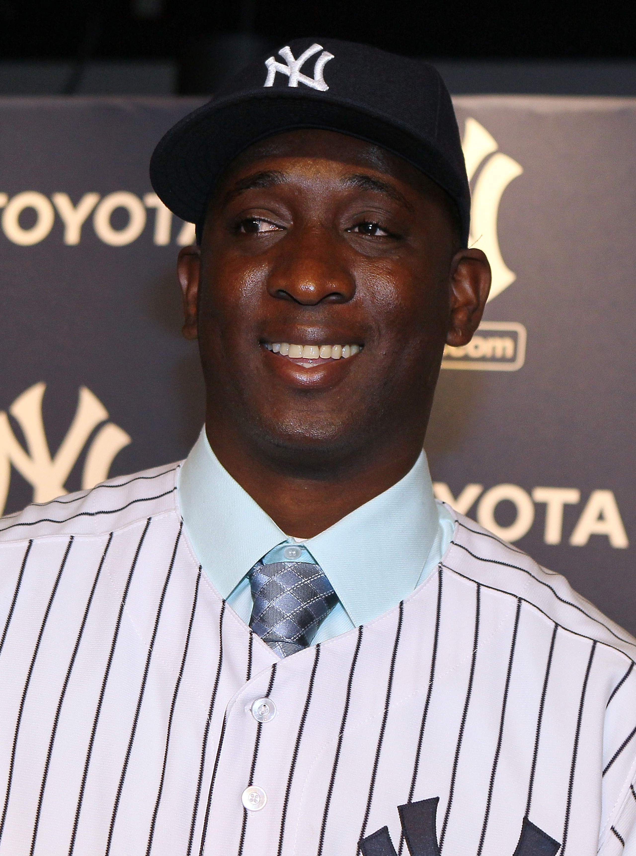 NEW YORK, NY - JANUARY 19:  Rafael Soriano of the New York Yankees smiles after his introduction press conference on January 19, 2011 at Yankee Stadium in the Bronx borough of New York City. The Yankees signed Soriano to a three year contract.  (Photo by