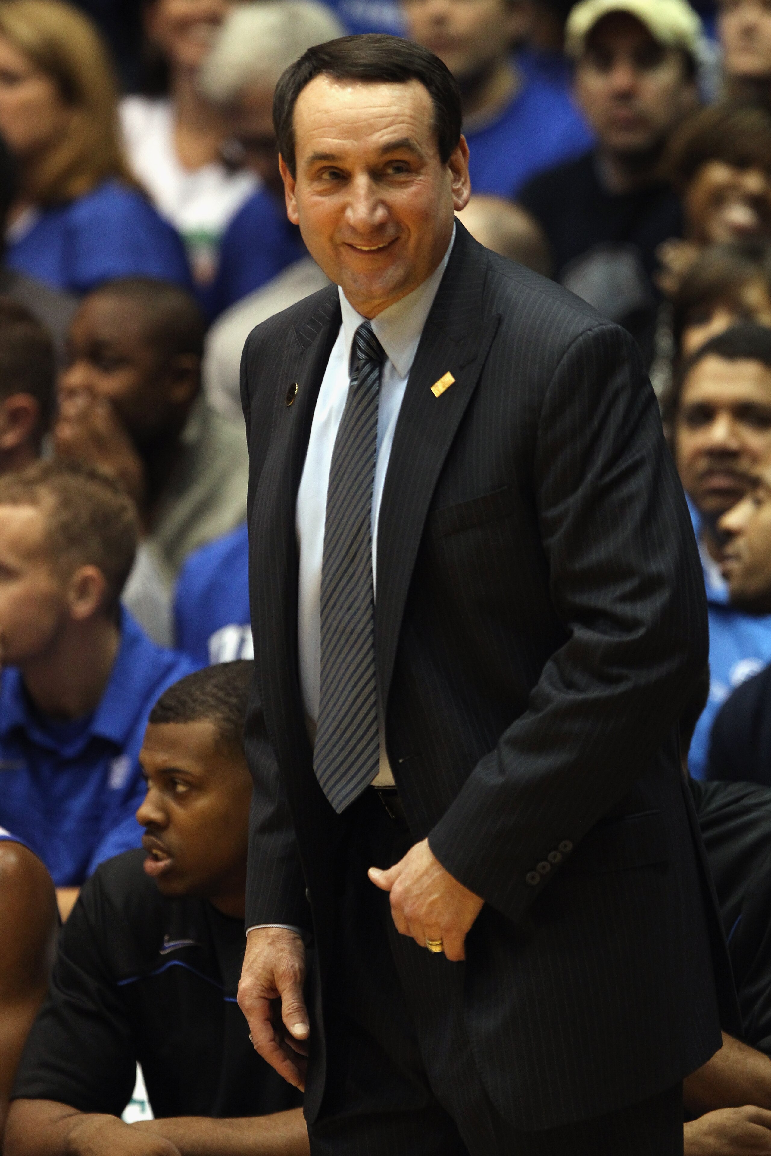 DURHAM, NC - DECEMBER 01:  Head coach Mike Krzyzewski of the Duke Blue Devils watches on against the Michigan State Spartans during their game at Cameron Indoor Stadium on December 1, 2010 in Durham, North Carolina.  (Photo by Streeter Lecka/Getty Images)