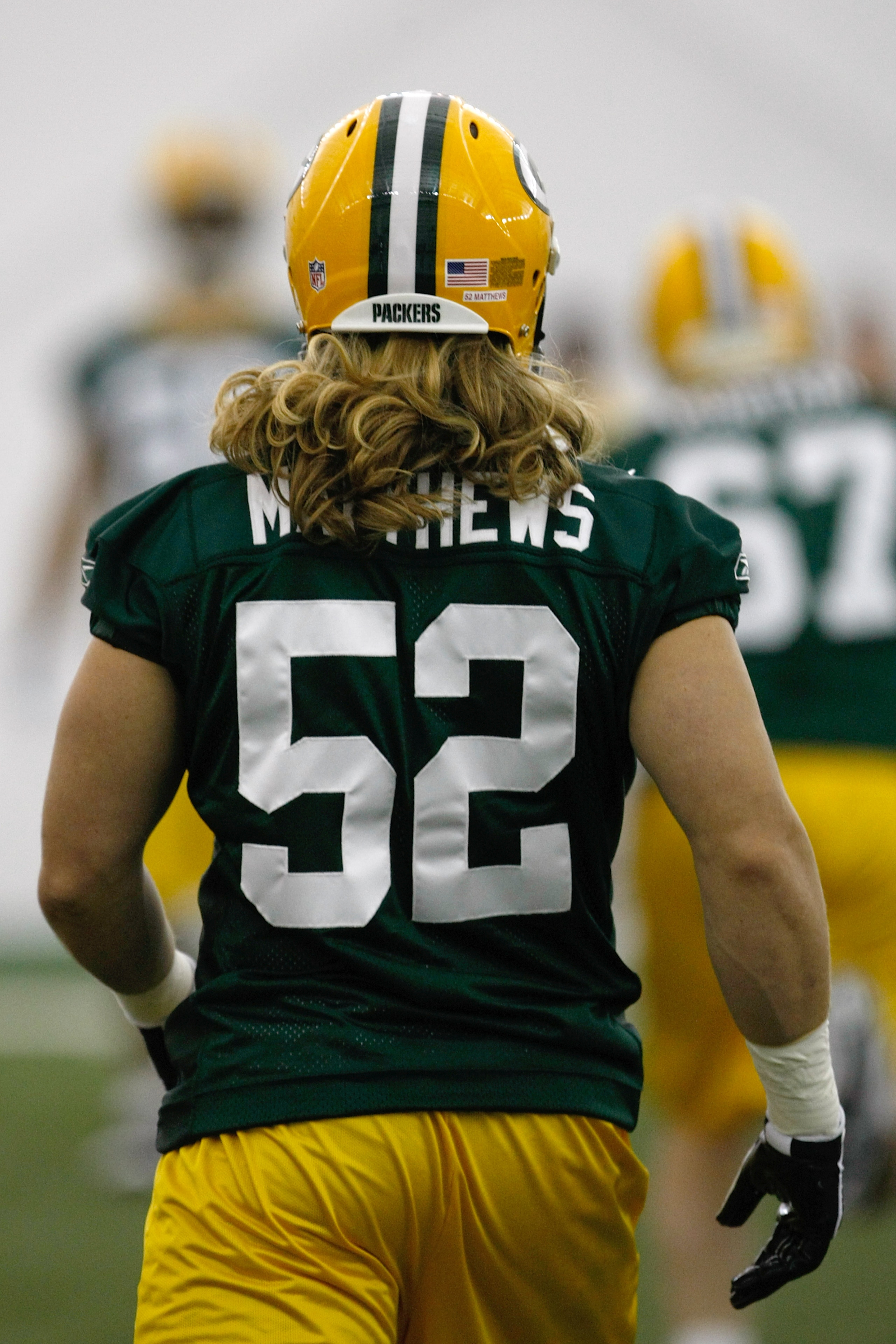 GREEN BAY, WI - MAY 1: Linebacker Clay Mathews #52 walks on the field as he participates in practice drills during Green Bay Packers Minicamp at Don Hutson Center on May 1, 2009 in Green Bay, Wisconsin. (Photo by Scott Boehm/Getty Images) GREEN BAY, WI - MAY 1: Linebacker Clay Mathews #52 walks on the field as he participates in practice drills during Green Bay Packers Minicamp at Don Hutson Center on May 1, 2009 in Green Bay, Wisconsin. (Photo by Scott Boehm/Getty Images)