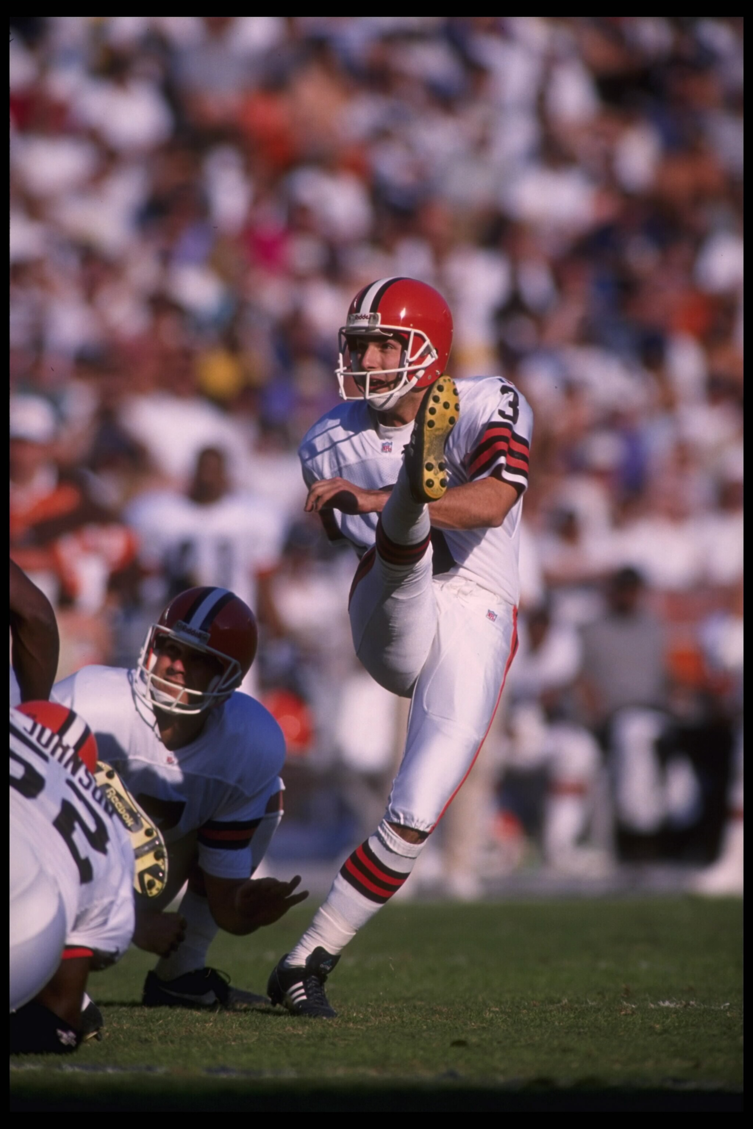 3 Dec 1995:  Kicker Matt Stover #3 of the Cleveland Browns attempts a field goal in the AFC match up against the San Diego Chargers at Jack Murphy Stadium in San Diego, California.  The Chargers defeated the Browns 31-13.  Mandatory Credit:  Steve Dunn/Al