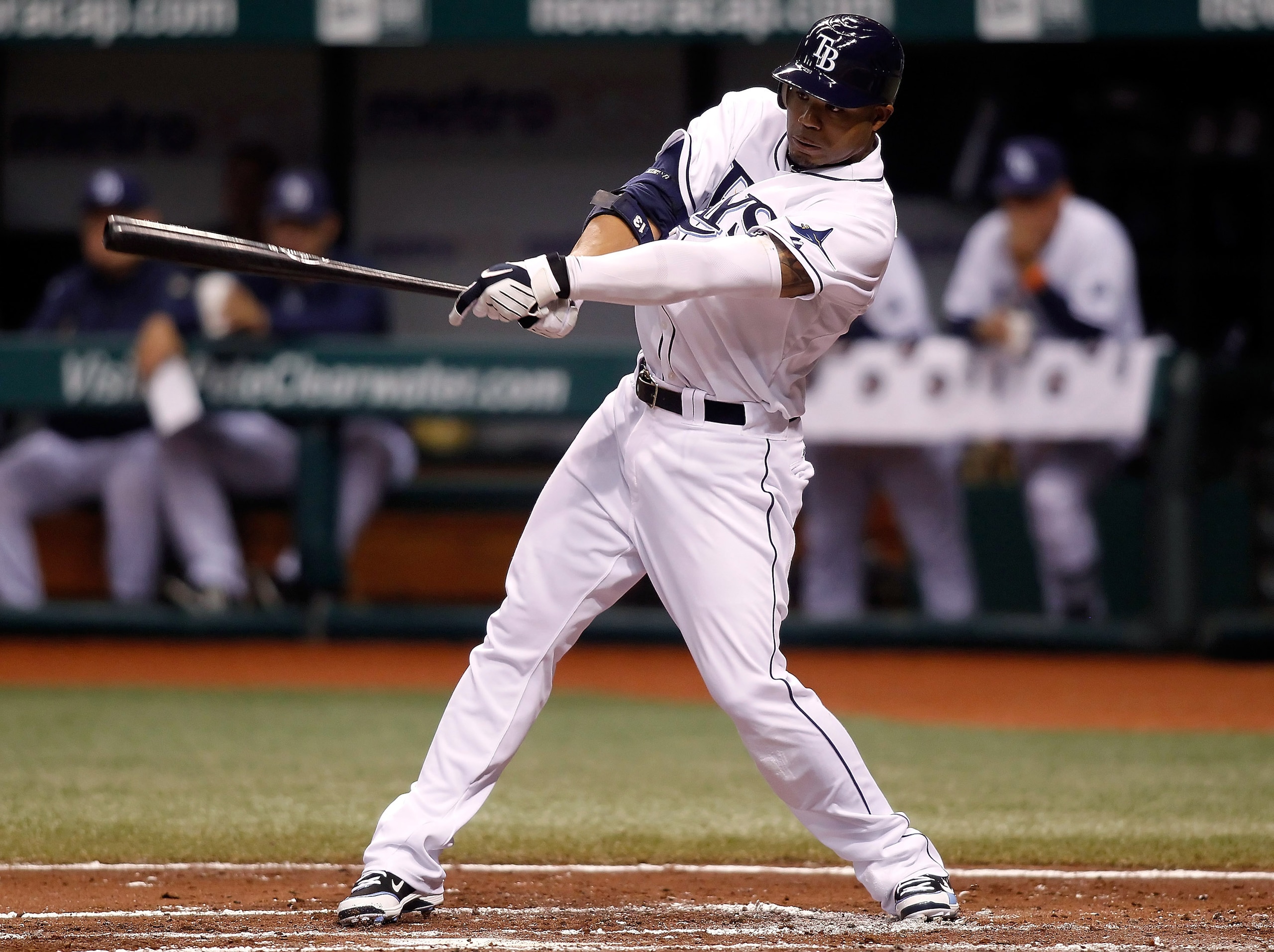 ST. PETERSBURG, FL - SEPTEMBER 15: Outfielder Carl Crawford #13 of the Tampa Bay Rays fouls off a pitch against the New York Yankees during the game at Tropicana Field on September 15, 2010 in St. Petersburg, Florida. (Photo by J. Meric/Getty Images) ST. PETERSBURG, FL - SEPTEMBER 15: Outfielder Carl Crawford #13 of the Tampa Bay Rays fouls off a pitch against the New York Yankees during the game at Tropicana Field on September 15, 2010 in St. Petersburg, Florida. (Photo by J. Meric/Getty Images)