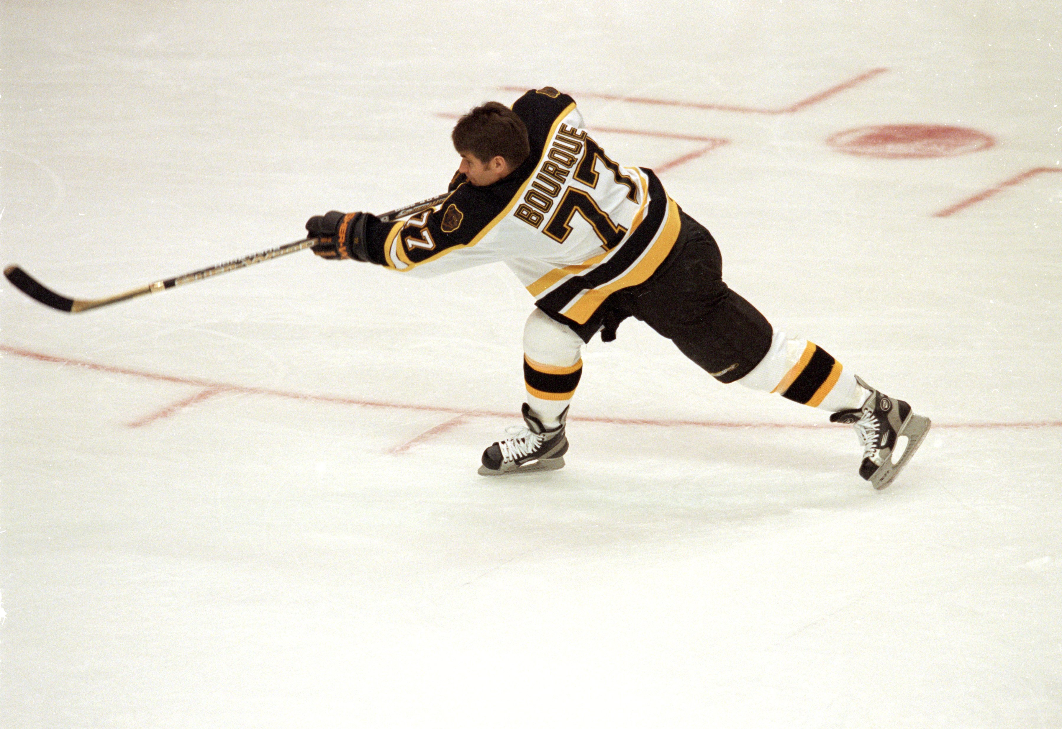 5 Feb 2000:  Ray Bourque #77 shoots the puck during the NHL All - Star Weekend Super Skills Shooting Accuracy Event at the Air Canada Centre in Toronto, Ontario, Canada. Bourque Won the event. Mandatory Credit: Elsa Hasch  /Allsport