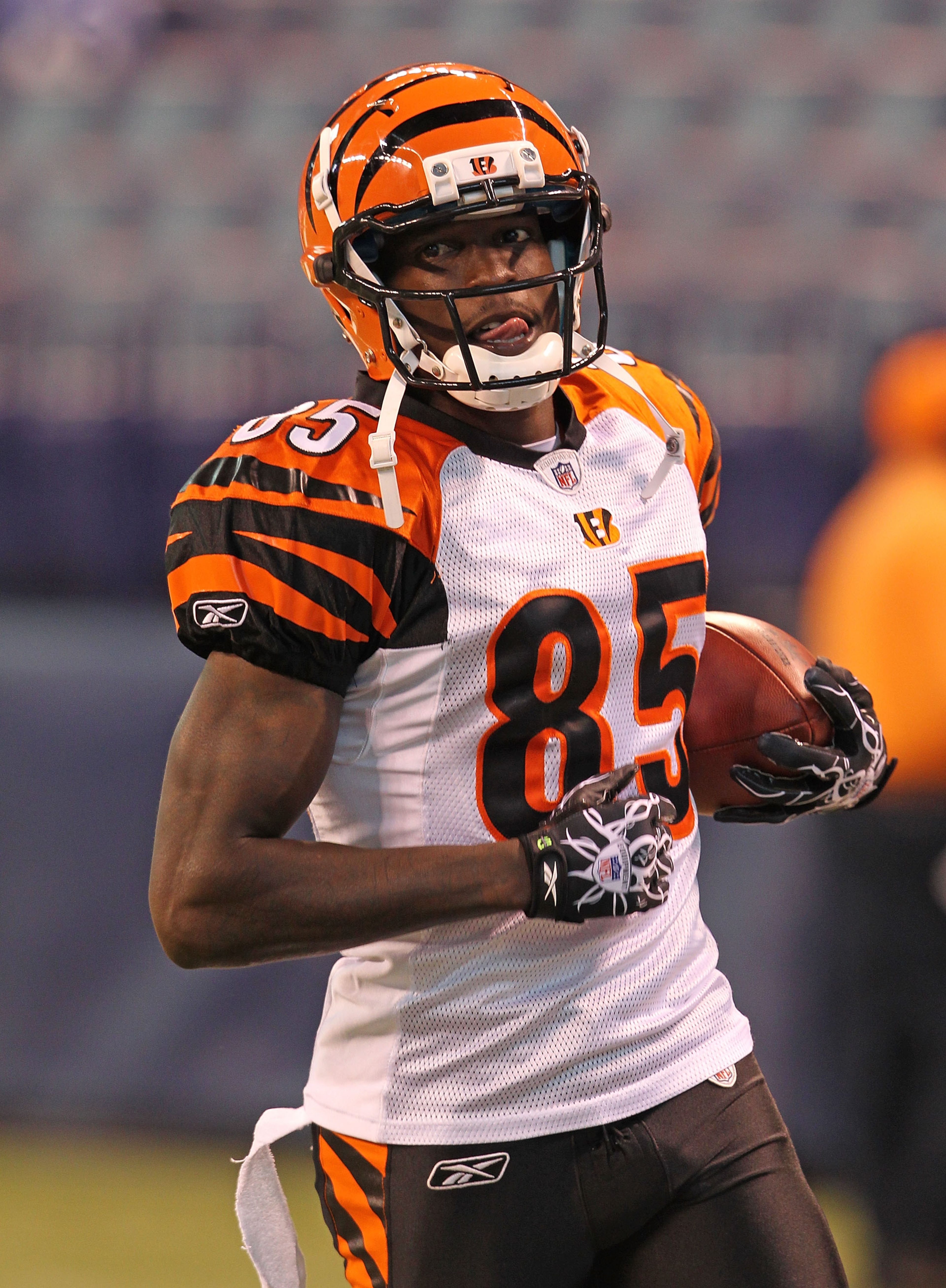 INDIANAPOLIS - SEPTEMBER 02: Chad Ochocinco #85 of the Cincinnati Bengals runs with the ball before the NFL preseason game against the Indianapolis Colts at Lucas Oil Stadium on September 2, 2010 in Indianapolis, Indiana. (Photo by Andy Lyons/Getty Imag INDIANAPOLIS - SEPTEMBER 02: Chad Ochocinco #85 of the Cincinnati Bengals runs with the ball before the NFL preseason game against the Indianapolis Colts at Lucas Oil Stadium on September 2, 2010 in Indianapolis, Indiana. (Photo by Andy Lyons/Getty Imag