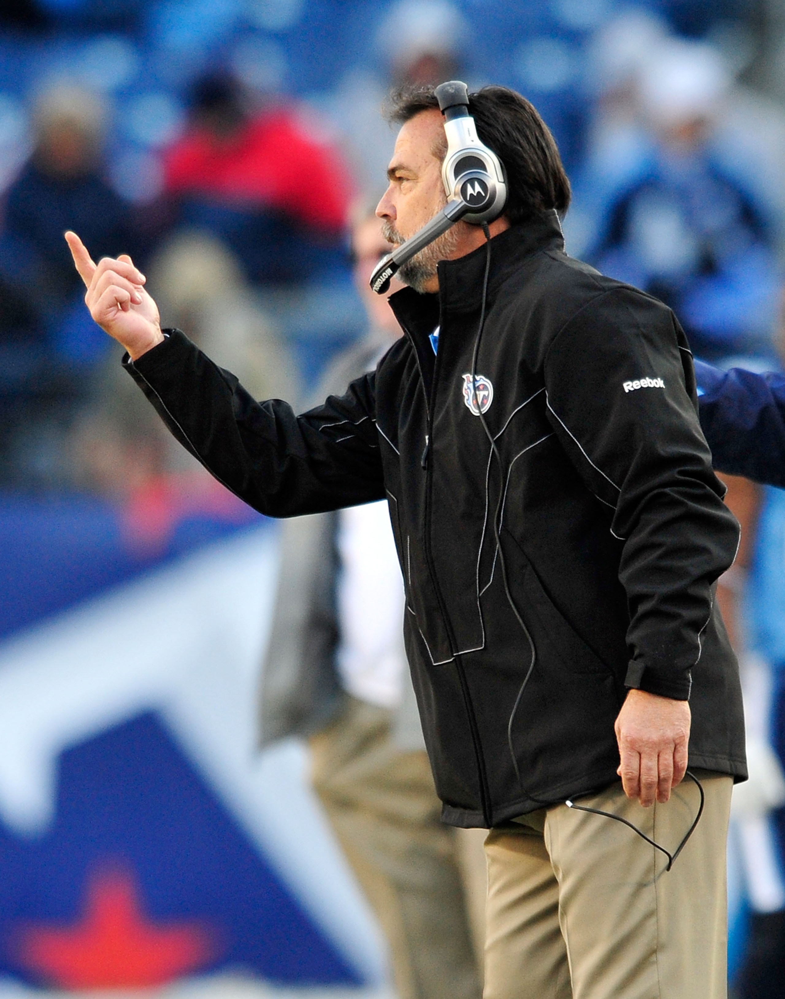 NASHVILLE, TN - DECEMBER 19:  Coach Jeff Fisher of the Tennessee Titans calls instructions to his team against the Houston Texans at LP Field on December 19, 2010 in Nashville, Tennessee. The Titans defeated the Texans, 31-17.  (Photo by Grant Halverson/G