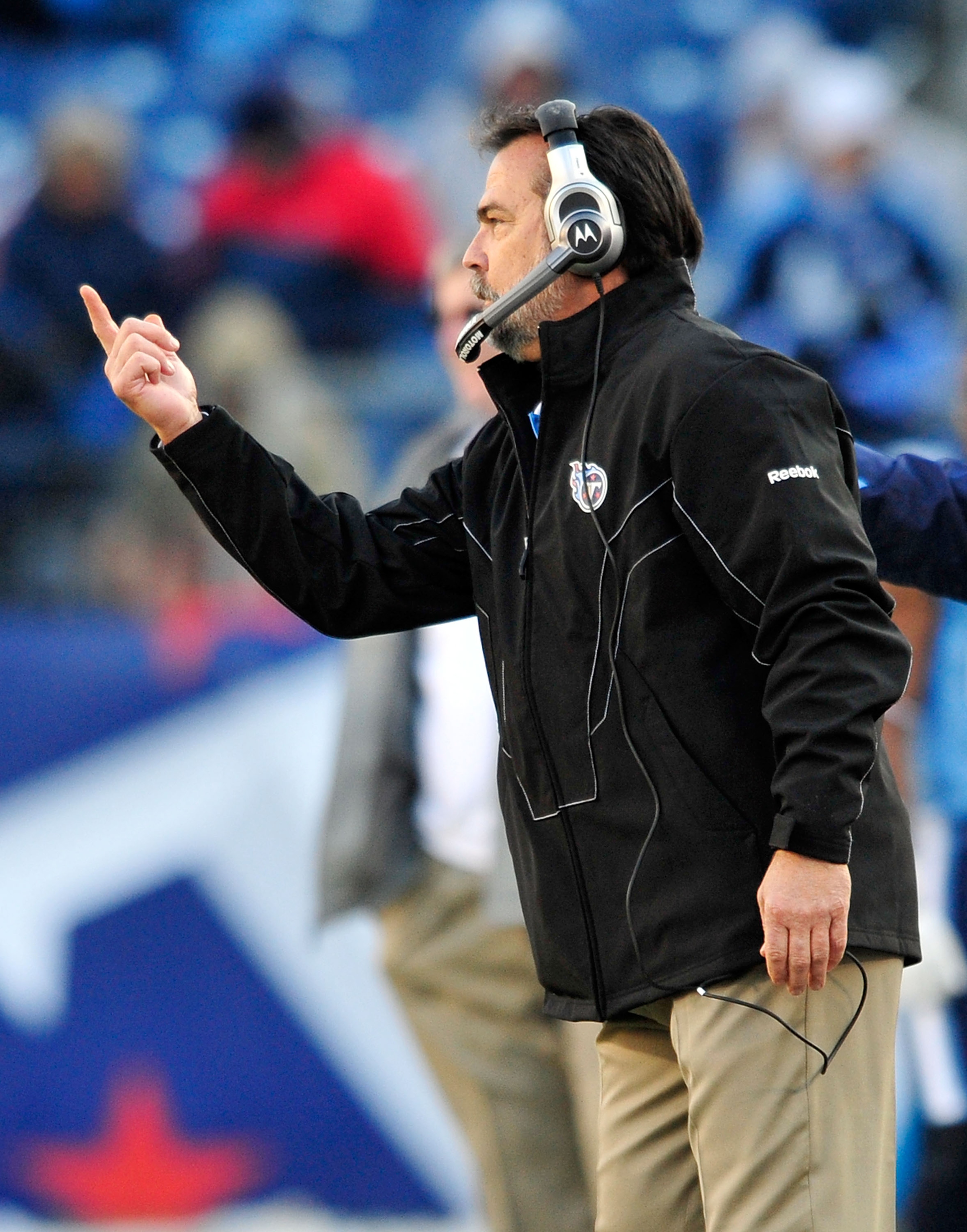 NASHVILLE, TN - DECEMBER 19:  Coach Jeff Fisher of the Tennessee Titans calls instructions to his team against the Houston Texans at LP Field on December 19, 2010 in Nashville, Tennessee. The Titans defeated the Texans, 31-17.  (Photo by Grant Halverson/G