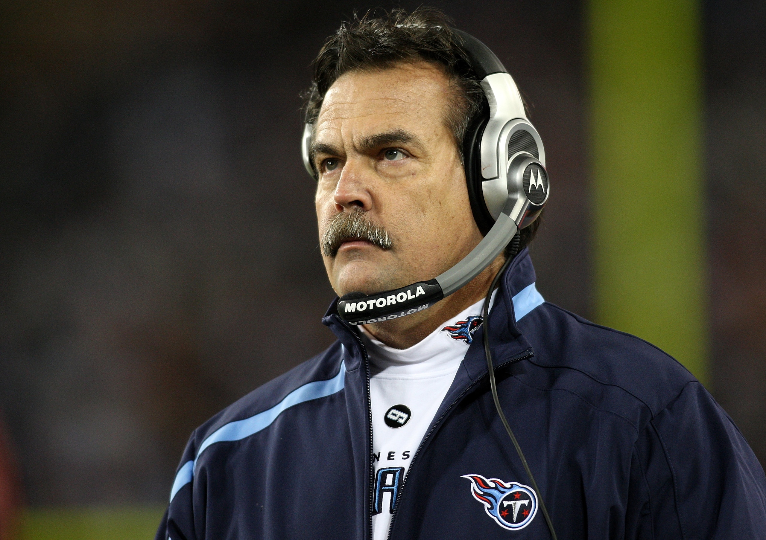 NASHVILLE, TN - DECEMBER 25: Head Coach Jeff Fisher of the Tennessee Titans looks on as the Titans trail the San Diego Chargers on December 25, 2009 at LP Field in Nashville, Tennessee. (Photo by Rex Brown/Getty Images)