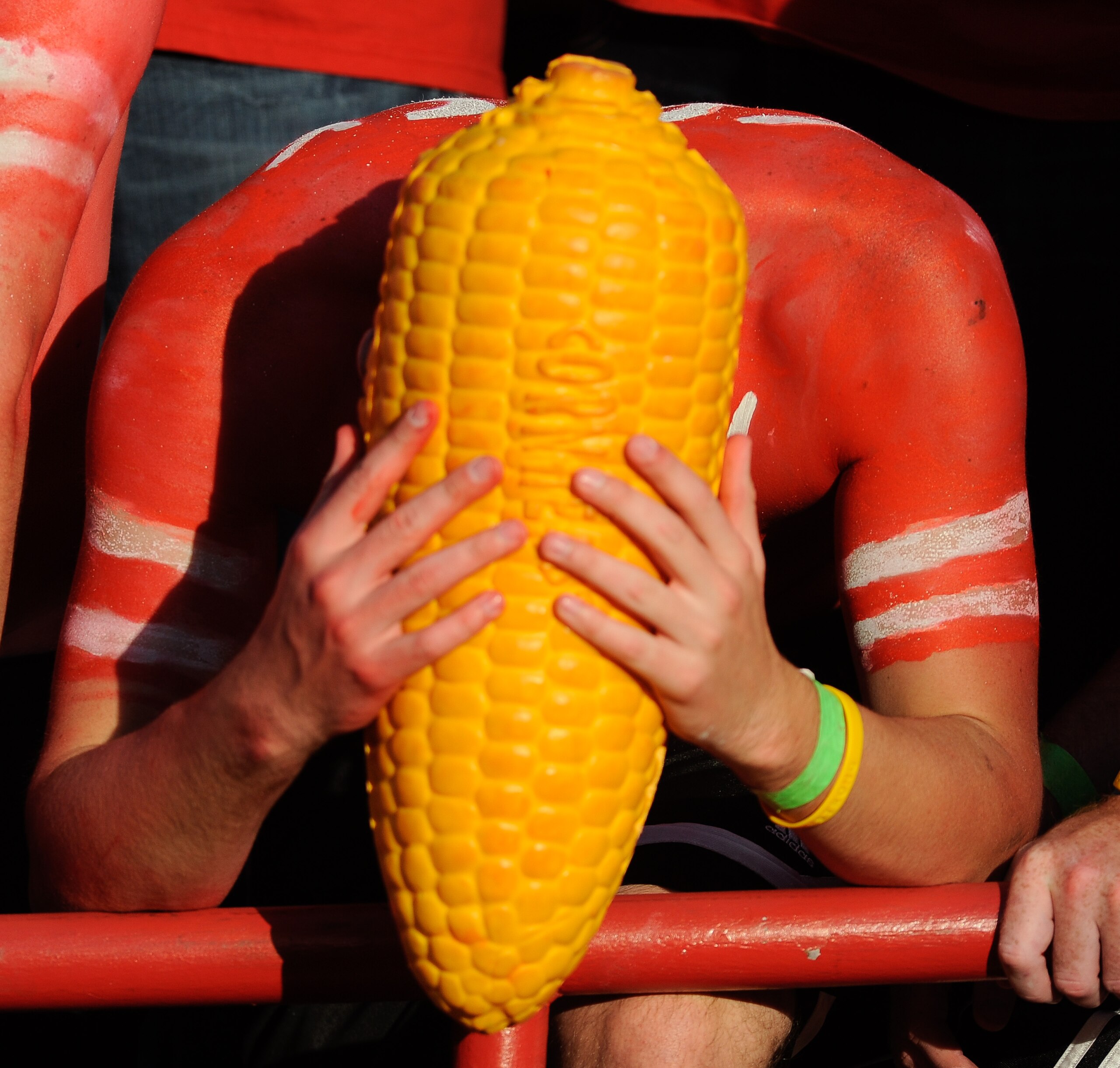 LINCOLN, NE - OCTOBER 16: A dejected Nebraska Cornhusker fan shows his displeasure during second half action of the game between the Nebraska Cornhusker and the Texas Longhorns at Memorial Stadium on October 16, 2010 in Lincoln, Nebraska. Texas Defeated N