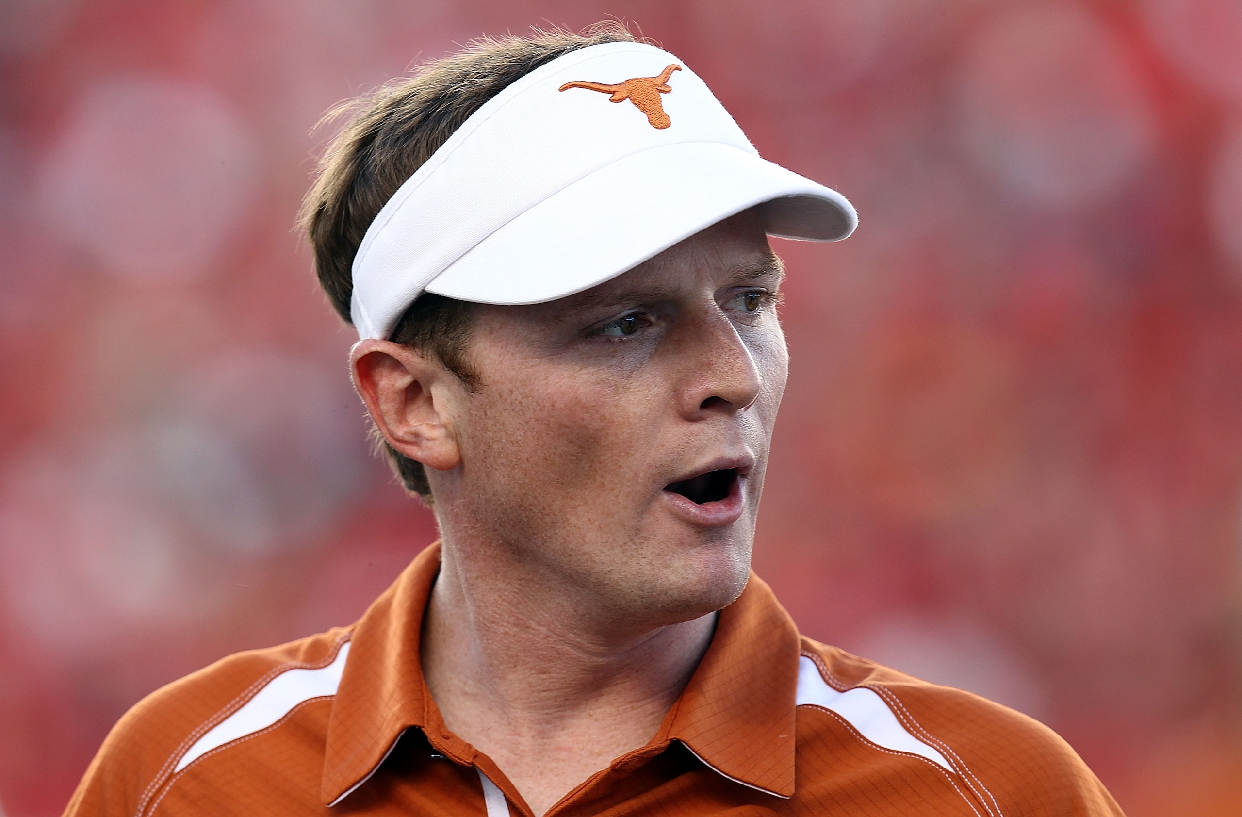 LUBBOCK, TX - SEPTEMBER 18:  Assistant head coach Major Applewhite of the Texas Longhorns at Jones AT&T Stadium on September 18, 2010 in Lubbock, Texas.  (Photo by Ronald Martinez/Getty Images)