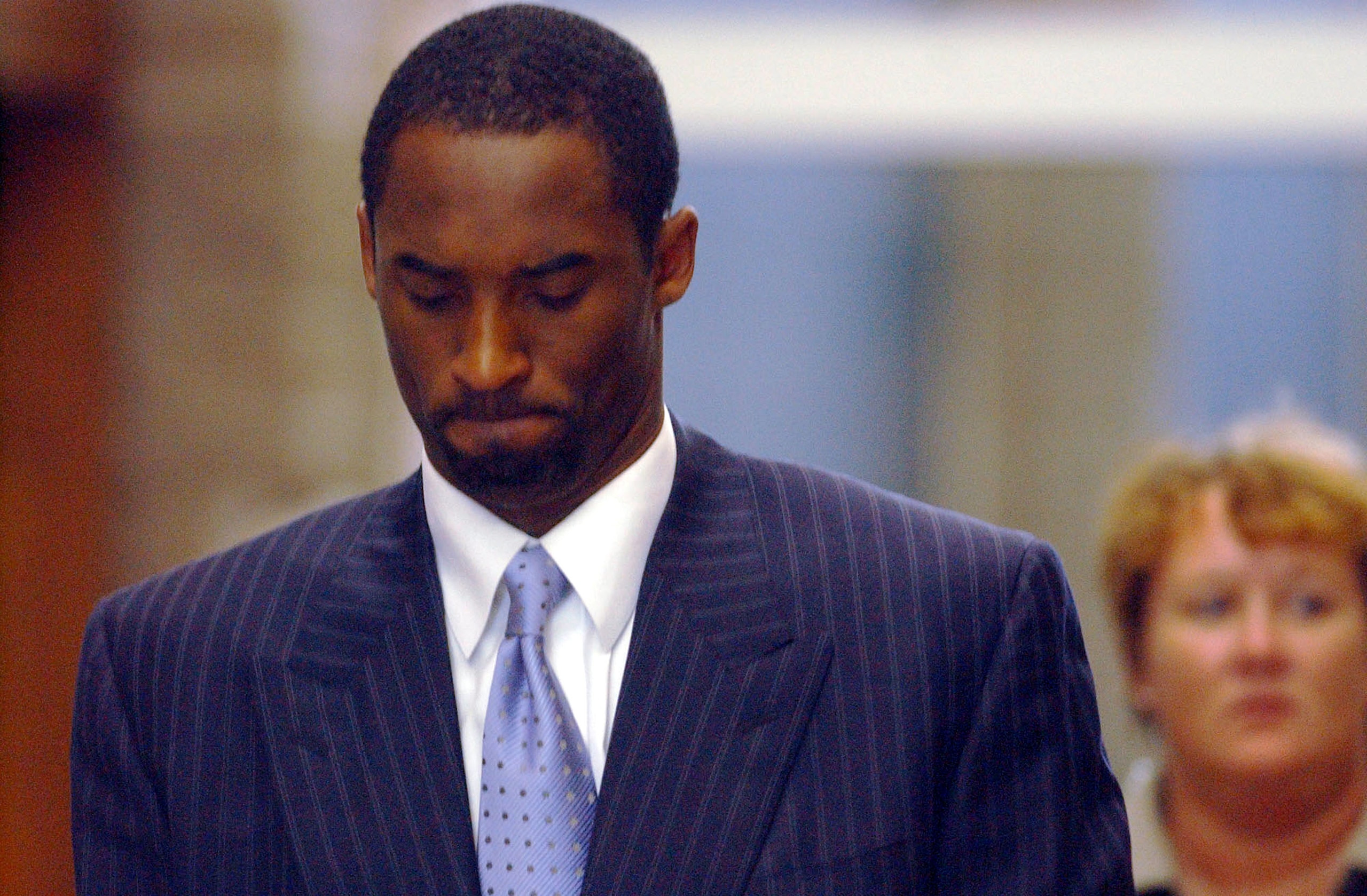 EAGLE, CO - JULY 19: Los Angeles Lakers star Kobe Bryant leaves the Eagle County Justice Center after a day of pre-trial hearings July 19, 2004 in Eagle, Colorado. Kobe is to be back in court on July 30 for more hearings before the trial set for August 2 EAGLE, CO - JULY 19: Los Angeles Lakers star Kobe Bryant leaves the Eagle County Justice Center after a day of pre-trial hearings July 19, 2004 in Eagle, Colorado. Kobe is to be back in court on July 30 for more hearings before the trial set for August 2