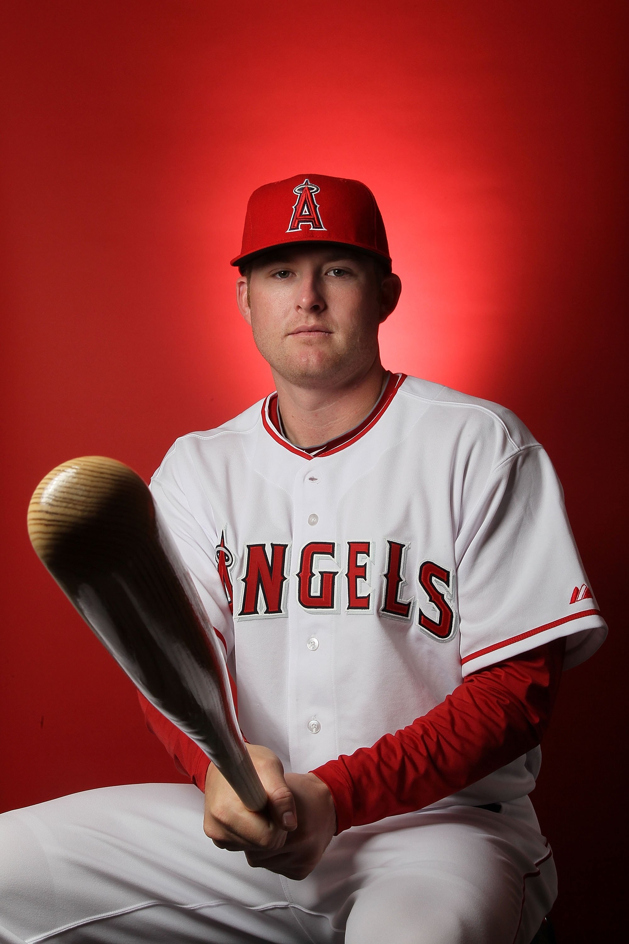 TEMPE, AZ - FEBRUARY 25:  Mark Trumbo of the Los Angeles Angels of Anaheim poses during media photo day at Tempe Diablo Stadium on February 25, 2010 in Tempe, Arizona.  (Photo by Jed Jacobsohn/Getty Images)