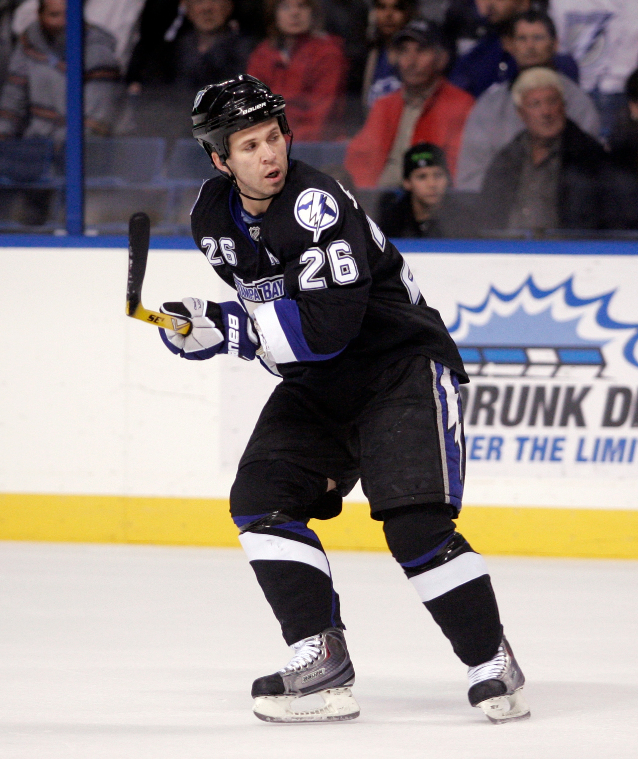 TAMPA, FL - JANUARY 25: Martin St. Louis #26 of the Tampa Bay Lightning skates against the Toronto Maple Leafs at St. Pete Times Forum on January 25, 2011 in Tampa, Florida. The Lightning defeated the Leafs 2-0. (Photo by Justin K. Aller/Getty Images)