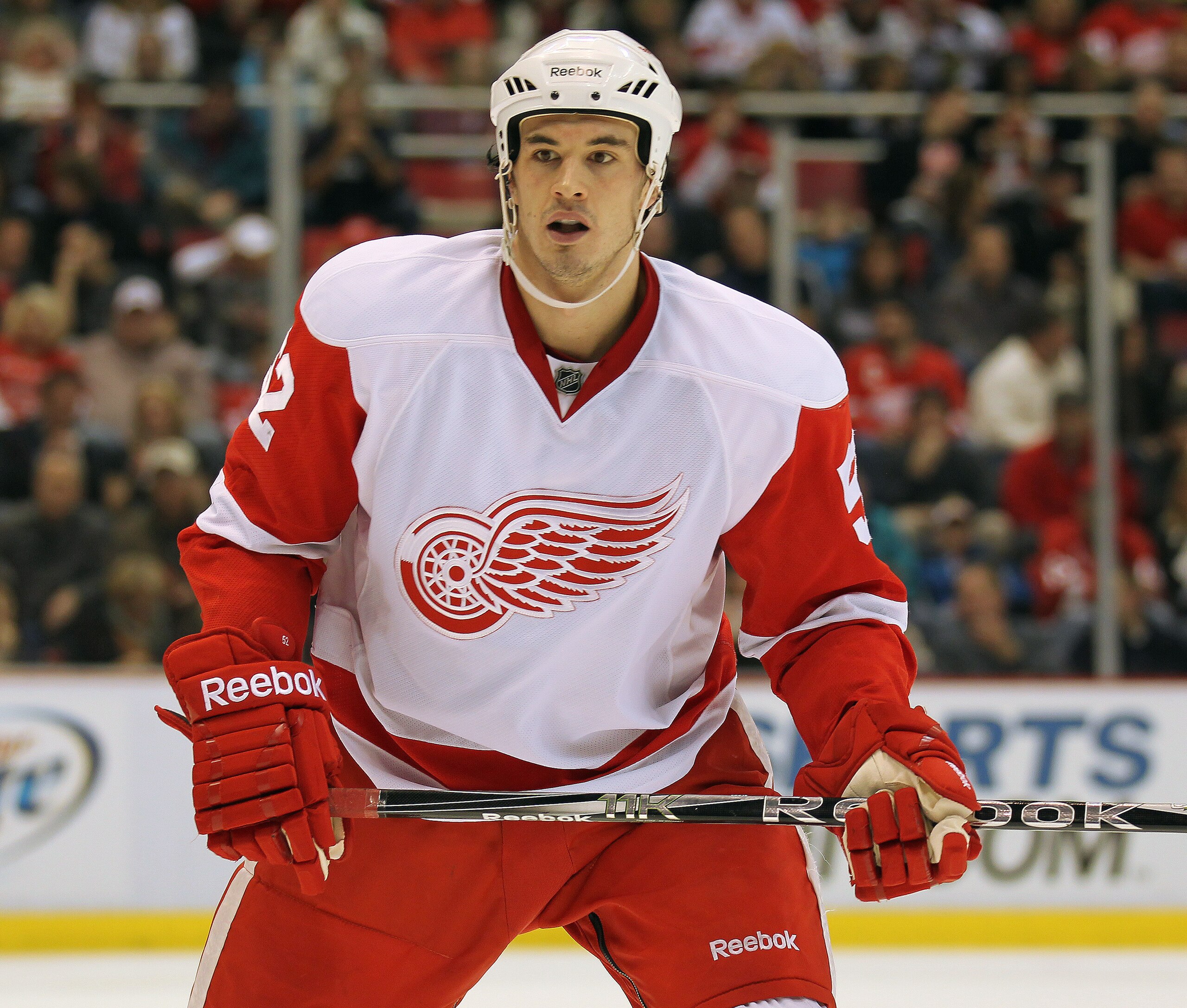 DETROIT, MI - JANUARY 22:  Jonathan Ericsson #52 of the Detroit Red Wings skates in a game against the Chicago Black Hawks on January 22, 2011 at the Joe Louis Arena in Detroit, Michigan. The Hawks defeated the Wings 4-1. (Photo by Claus Andersen/Getty Im