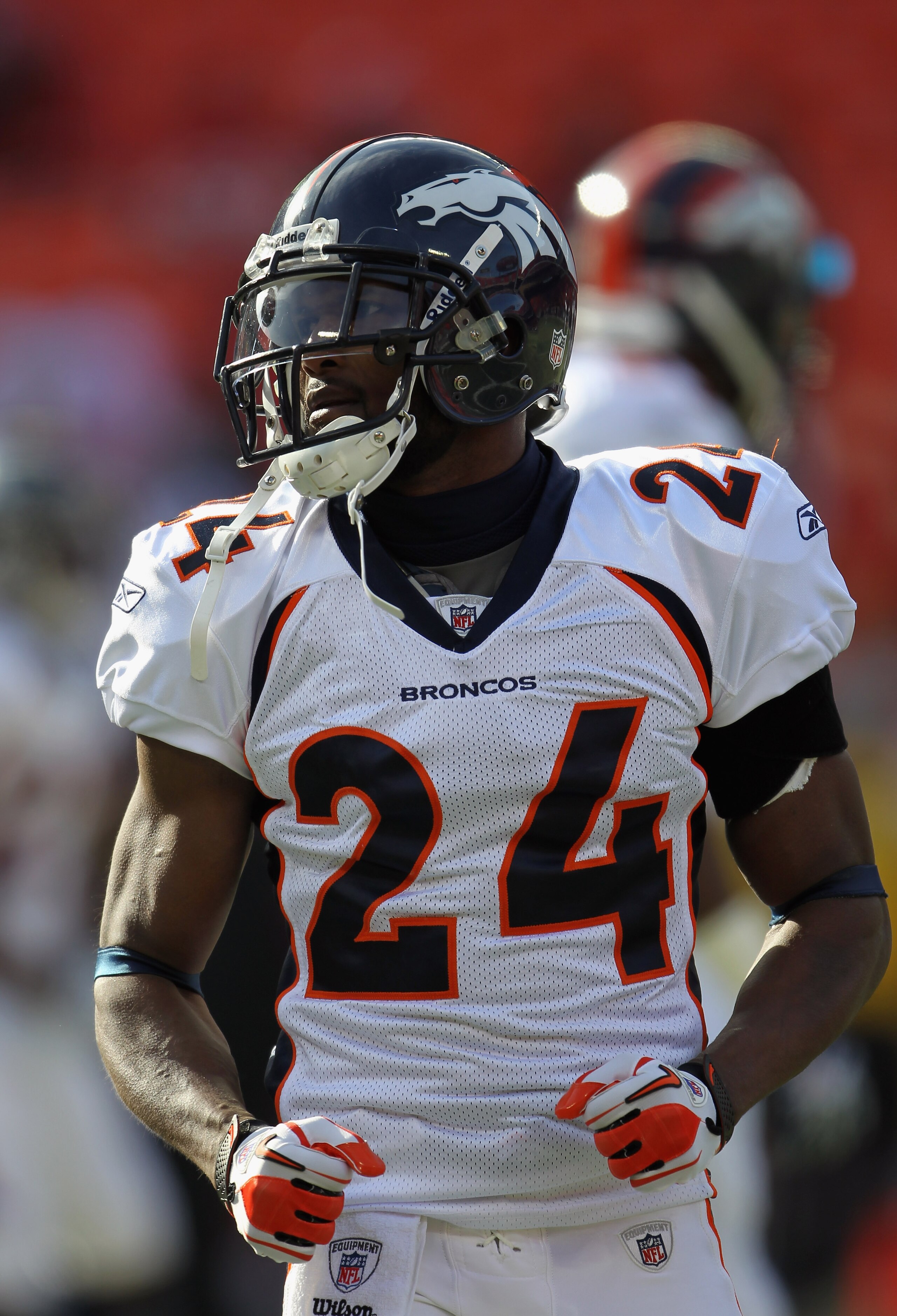 KANSAS CITY, MO - DECEMBER 05: Champ Bailey #24 of the Denver Broncos during warm-ups prior to the start of the game against the Kansas City Chiefs on December 5, 2010 at Arrowhead Stadium in Kansas City, Missouri. (Photo by Jamie Squire/Getty Images) KANSAS CITY, MO - DECEMBER 05: Champ Bailey #24 of the Denver Broncos during warm-ups prior to the start of the game against the Kansas City Chiefs on December 5, 2010 at Arrowhead Stadium in Kansas City, Missouri. (Photo by Jamie Squire/Getty Images)