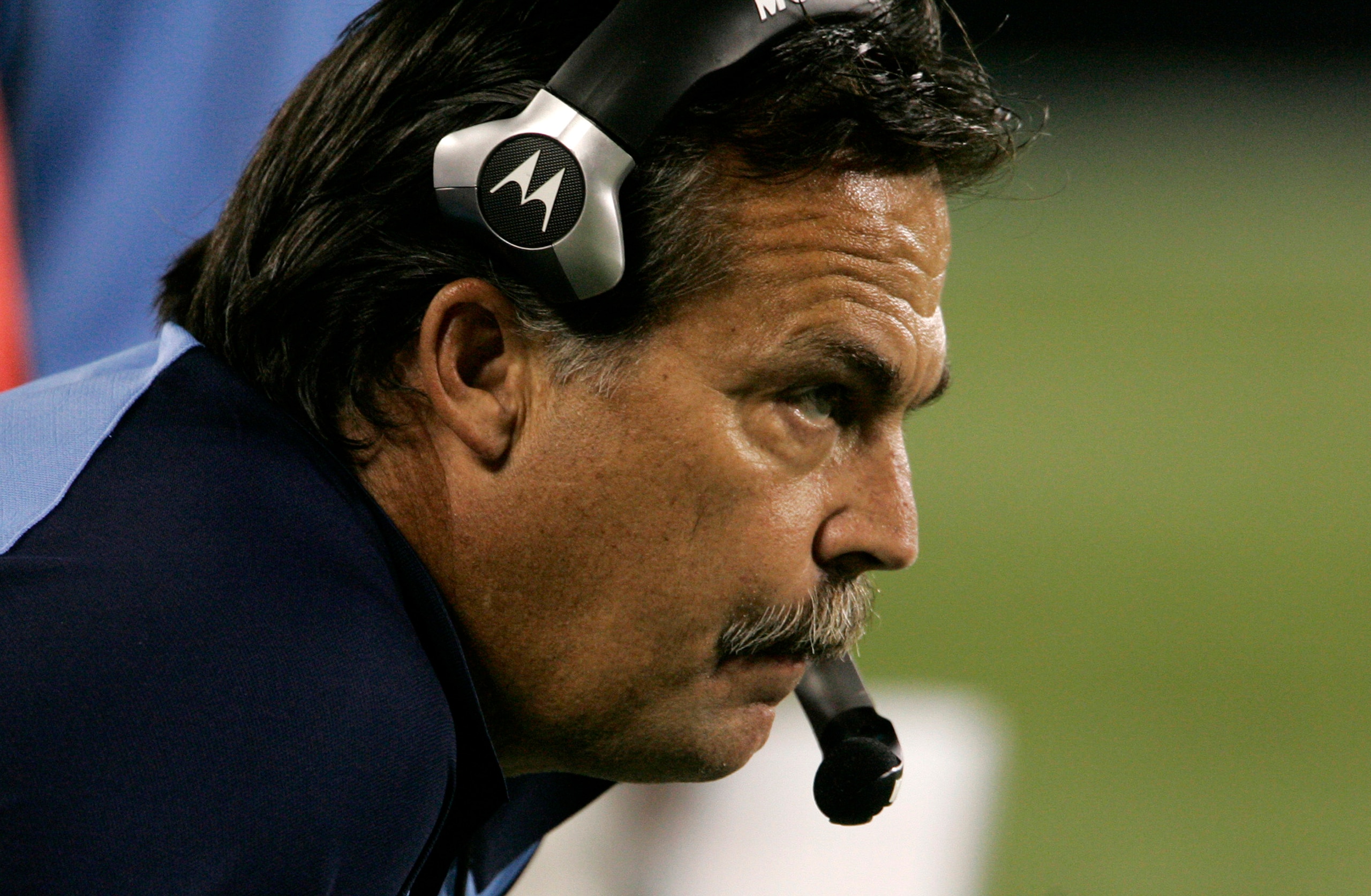 CHARLOTTE, NC - AUGUST 28:  Jeff Fisher of the Tennessee Titans watches  his team during their preseason game against the Carolina Panthers at Bank of America Stadium on August 28, 2010 in Charlotte, North Carolina. (Photo by Mary Ann Chastain/Getty Image