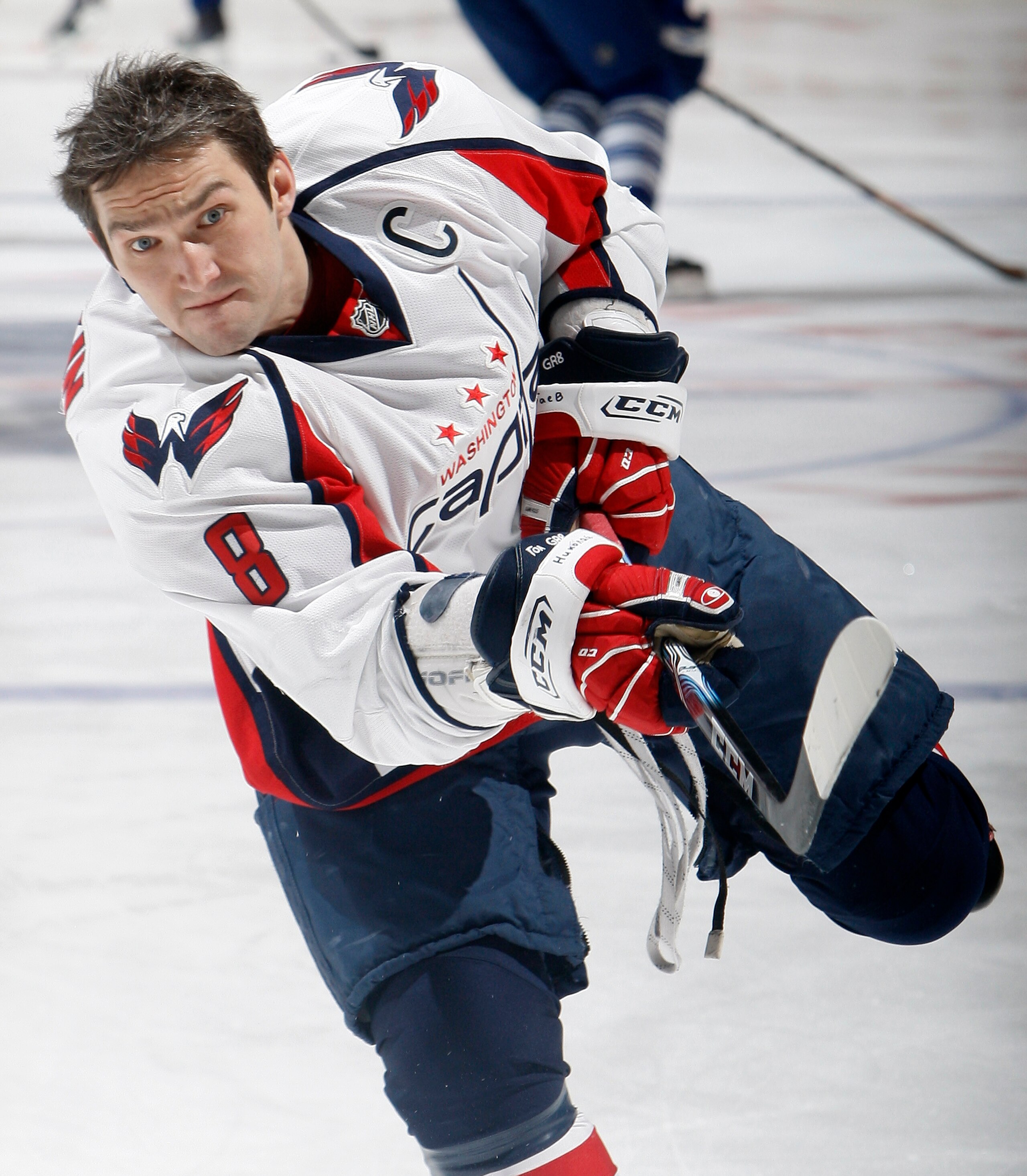 TORONTO, CANADA - JANUARY 22: Alex Ovechkin #8 of the Washington Capitals shoots during warmup before game action at the Air Canada Centre January 22, 2011 in Toronto, Ontario, Canada. (Photo by Abelimages/Getty Images) TORONTO, CANADA - JANUARY 22: Alex Ovechkin #8 of the Washington Capitals shoots during warmup before game action at the Air Canada Centre January 22, 2011 in Toronto, Ontario, Canada. (Photo by Abelimages/Getty Images)