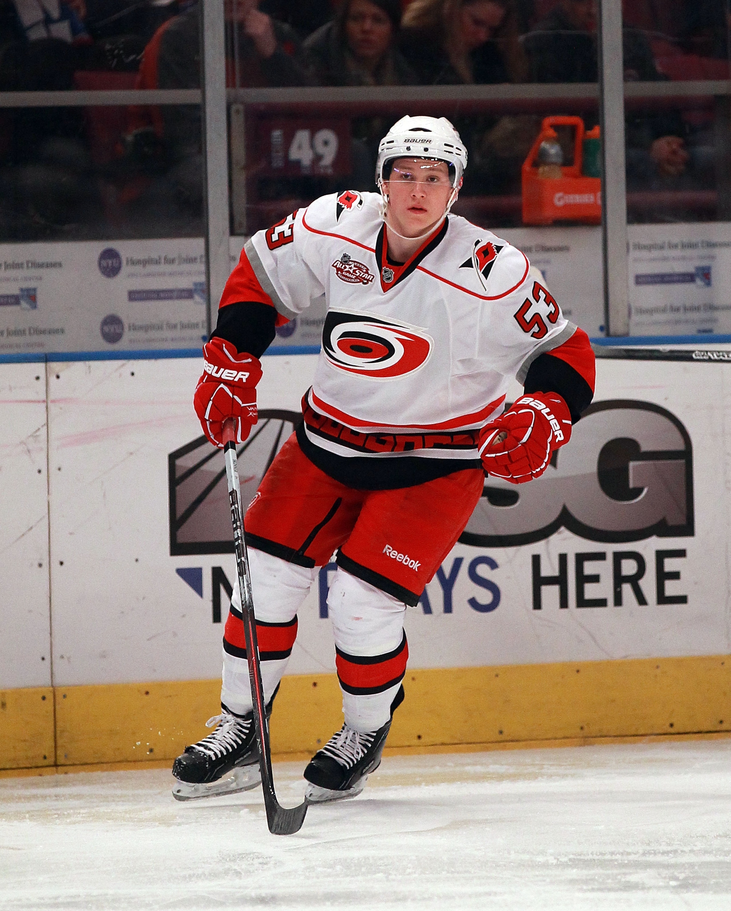 NEW YORK, NY - JANUARY 05: Jeff Skinner #53 of the Carolina Hurricanes skates against the New York Rangers at Madison Square Garden on January 5, 2011 in New York City. The Rangers defeated the Hurricanes 2-1 in overtime. (Photo by Bruce Bennett/Getty I NEW YORK, NY - JANUARY 05: Jeff Skinner #53 of the Carolina Hurricanes skates against the New York Rangers at Madison Square Garden on January 5, 2011 in New York City. The Rangers defeated the Hurricanes 2-1 in overtime. (Photo by Bruce Bennett/Getty I
