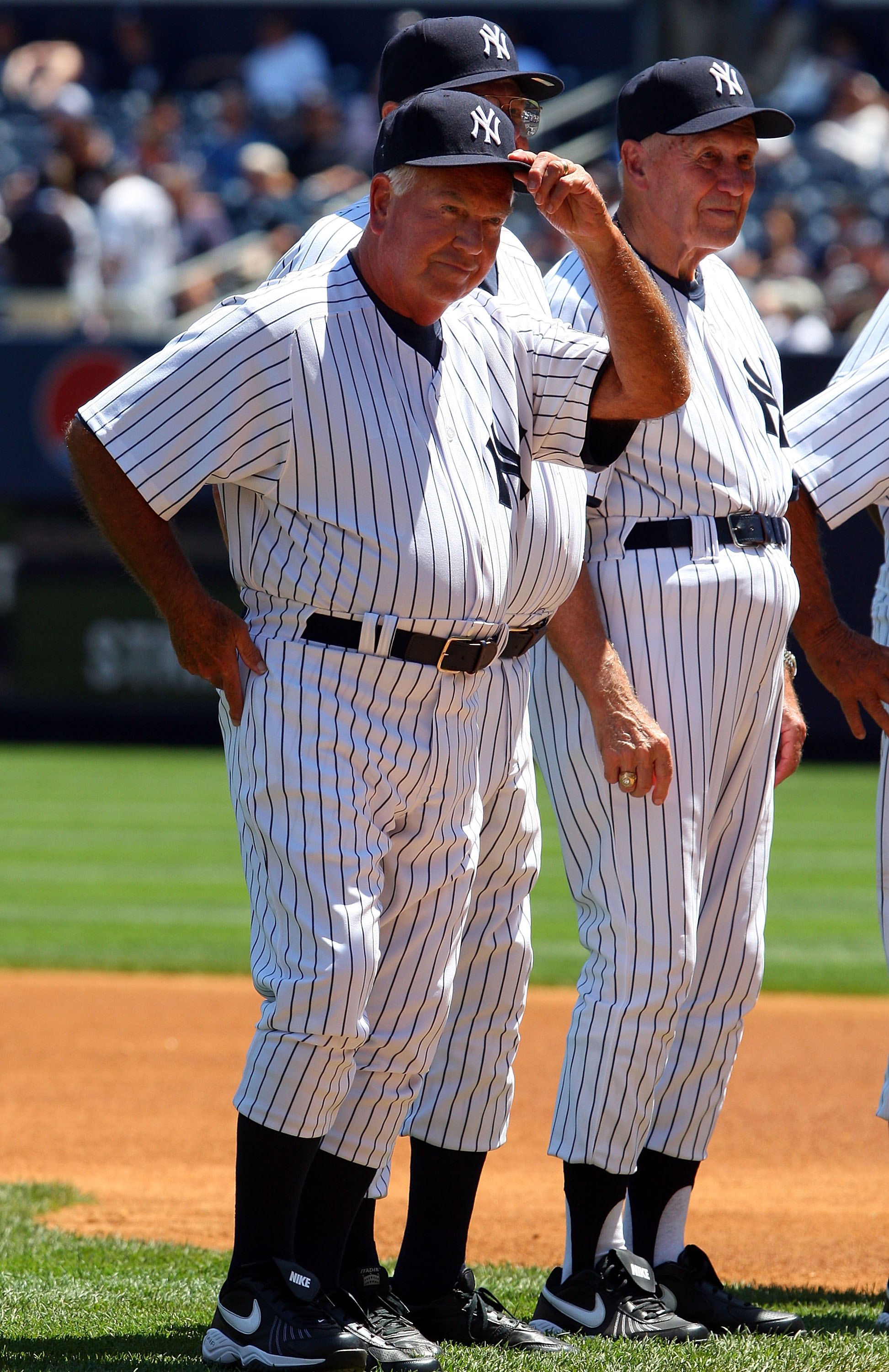 New York Yankees first baseman Don Mattingly watches as his 200th