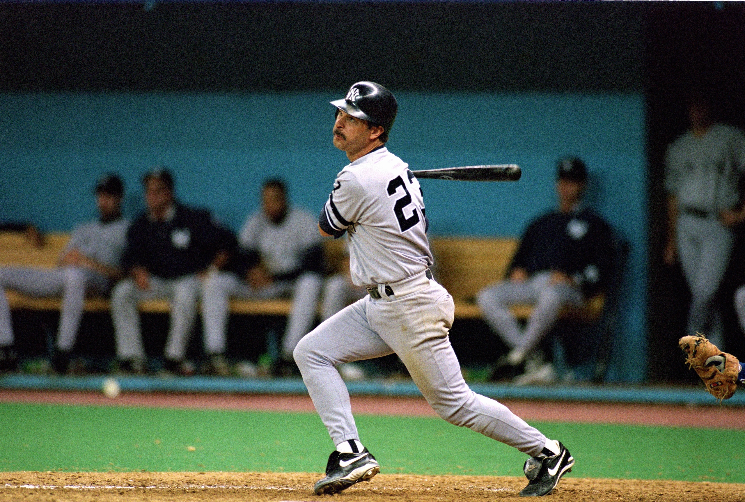 SEATTLE - OCTOBER 8:  Don Mattingly #23 of the New York Yankees hits a pitch during Game five of the 1995 American League Divisional Series against the Seattle Mariners at the Kingdome on October 8, 1995 in Seattle, Washington. The Mariners defeated the Y