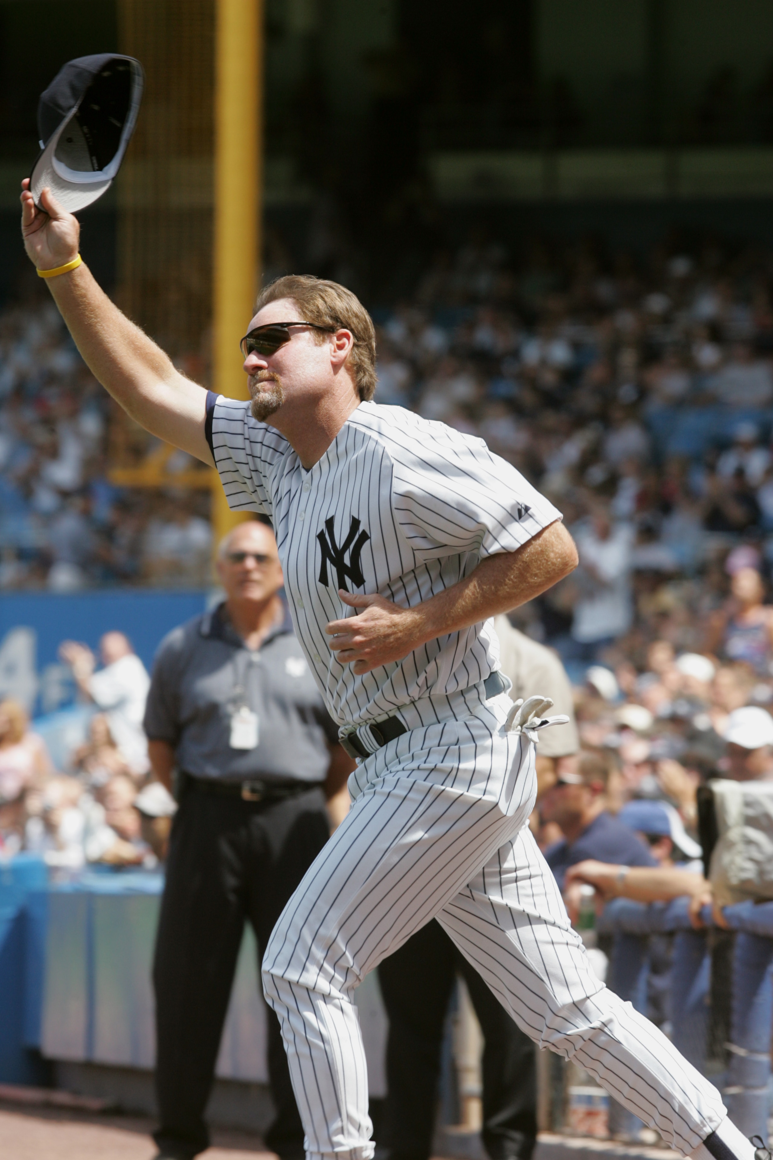 NEW YORK - JULY 9:  Wade Boggs waves to the fans during the New York Yankees 59th annual old-timers' day before the start of the Yankees game against the Cleveland Indians on July 9, 2005 at Yankee Stadium in the Bronx borough of New York City. The Indian