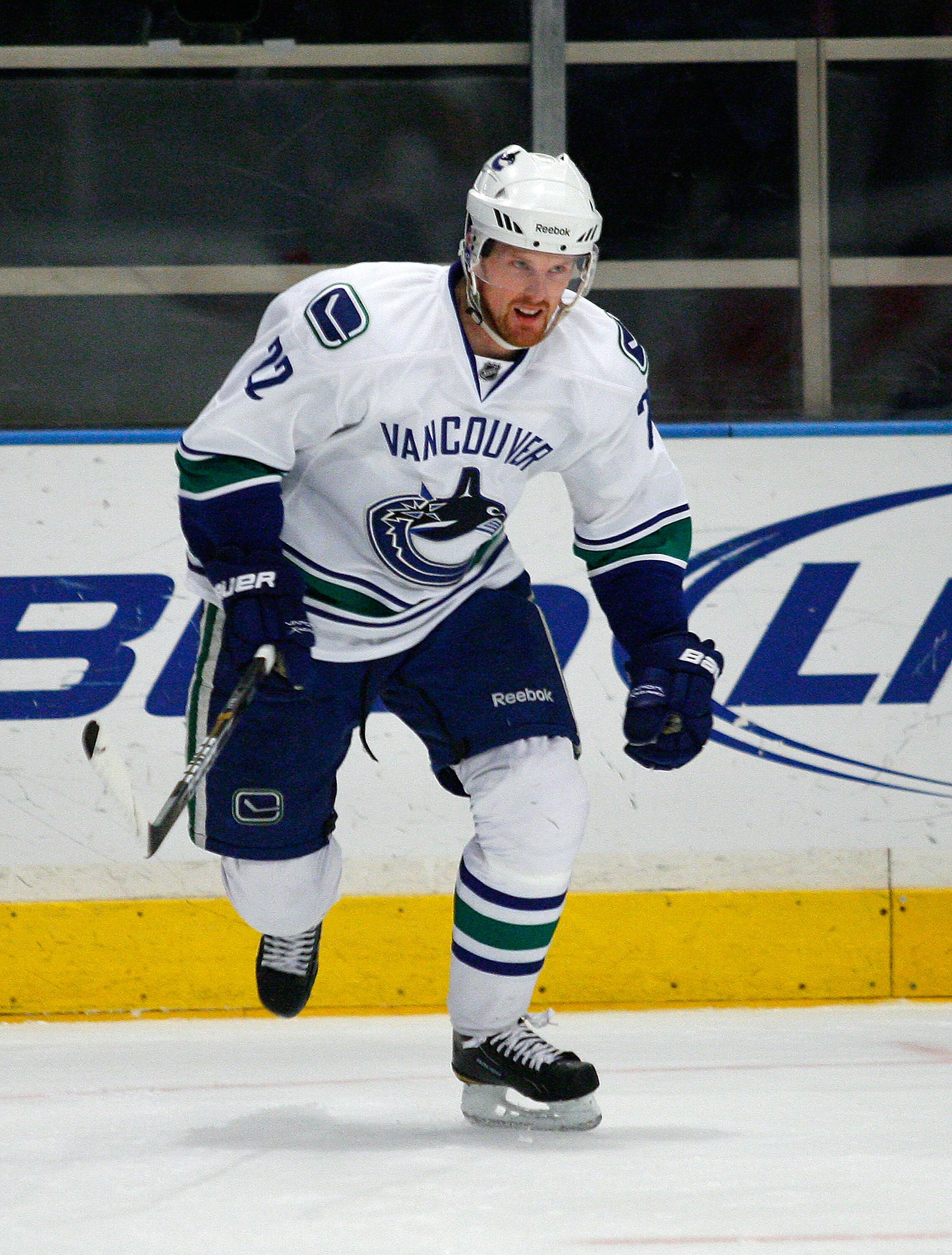 NEW YORK , NY - JANUARY 13: Daniel Sedin #22 of the Vancouver Canucks skates  against the New York Rangers during the game at Madison Square Garden on January 13, 2011 in New York City. (Photo by Andy Marlin/Getty Images)