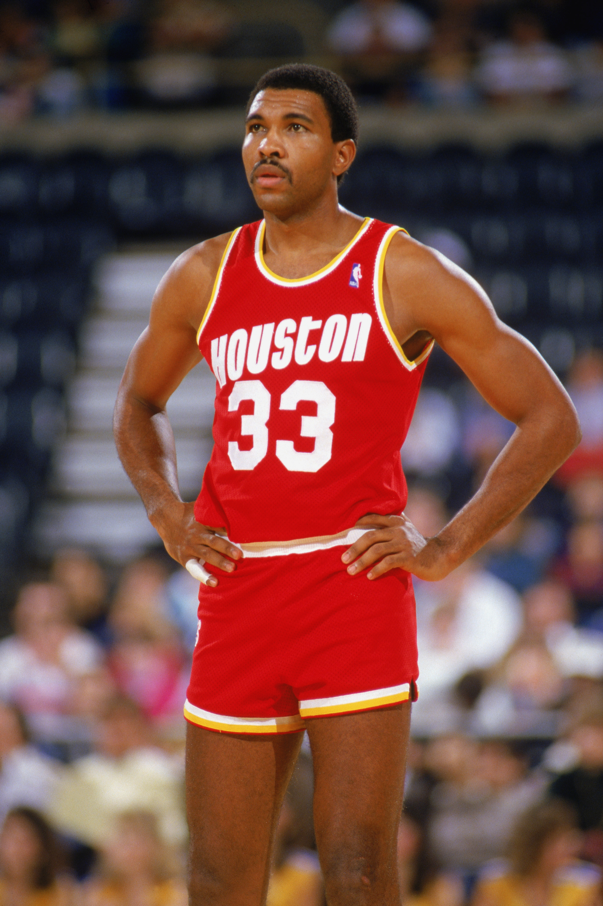 1987:  Robert Reid #33 of the Houston Rockets looks on during a game in the1987-88 season. NOTE TO USER: User expressly acknowledges and agrees that, by downloading and/or using this Photograph, User is consenting to the terms and conditions of the Getty
