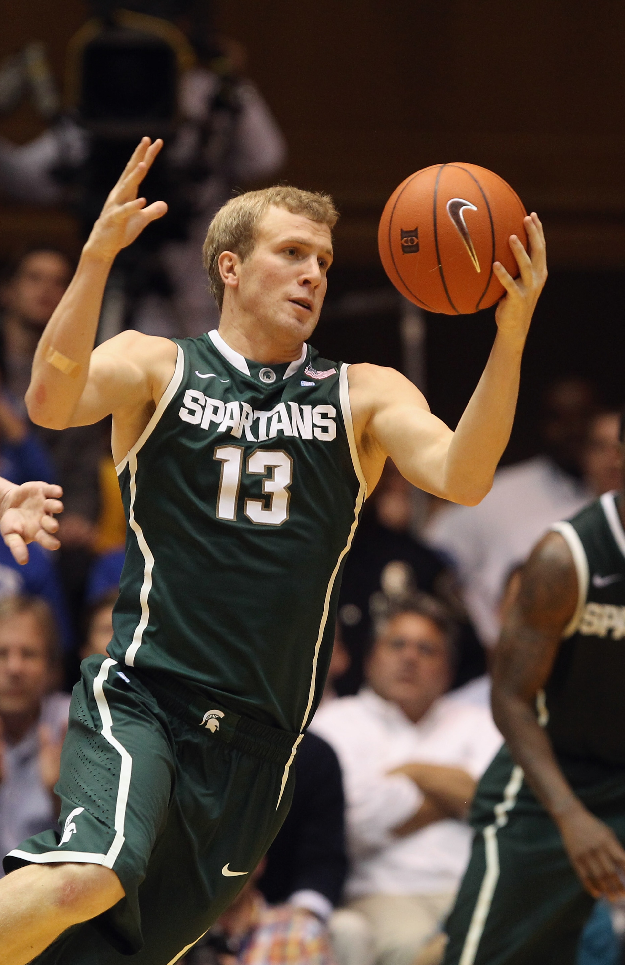 DURHAM, NC - DECEMBER 01: Austin Thornton #13 of the Michigan State Spartans against the Duke Blue Devils during their game at Cameron Indoor Stadium on December 1, 2010 in Durham, North Carolina. (Photo by Streeter Lecka/Getty Images) DURHAM, NC - DECEMBER 01: Austin Thornton #13 of the Michigan State Spartans against the Duke Blue Devils during their game at Cameron Indoor Stadium on December 1, 2010 in Durham, North Carolina. (Photo by Streeter Lecka/Getty Images)