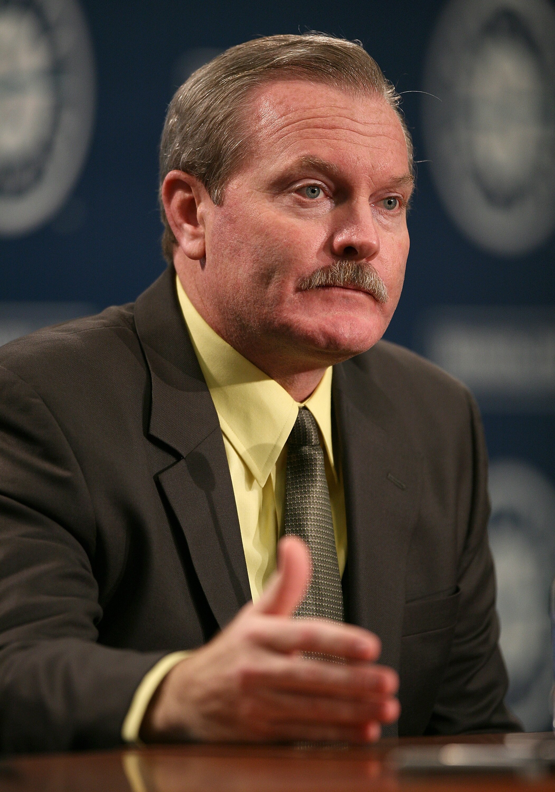 SEATTLE - OCTOBER 19:  New manager Eric Wedge of the Seattle Mariners answers questions as he is introduced to the media at Safeco Field on October 19, 2010 in Seattle, Washington. (Photo by Otto Greule Jr/Getty Images)