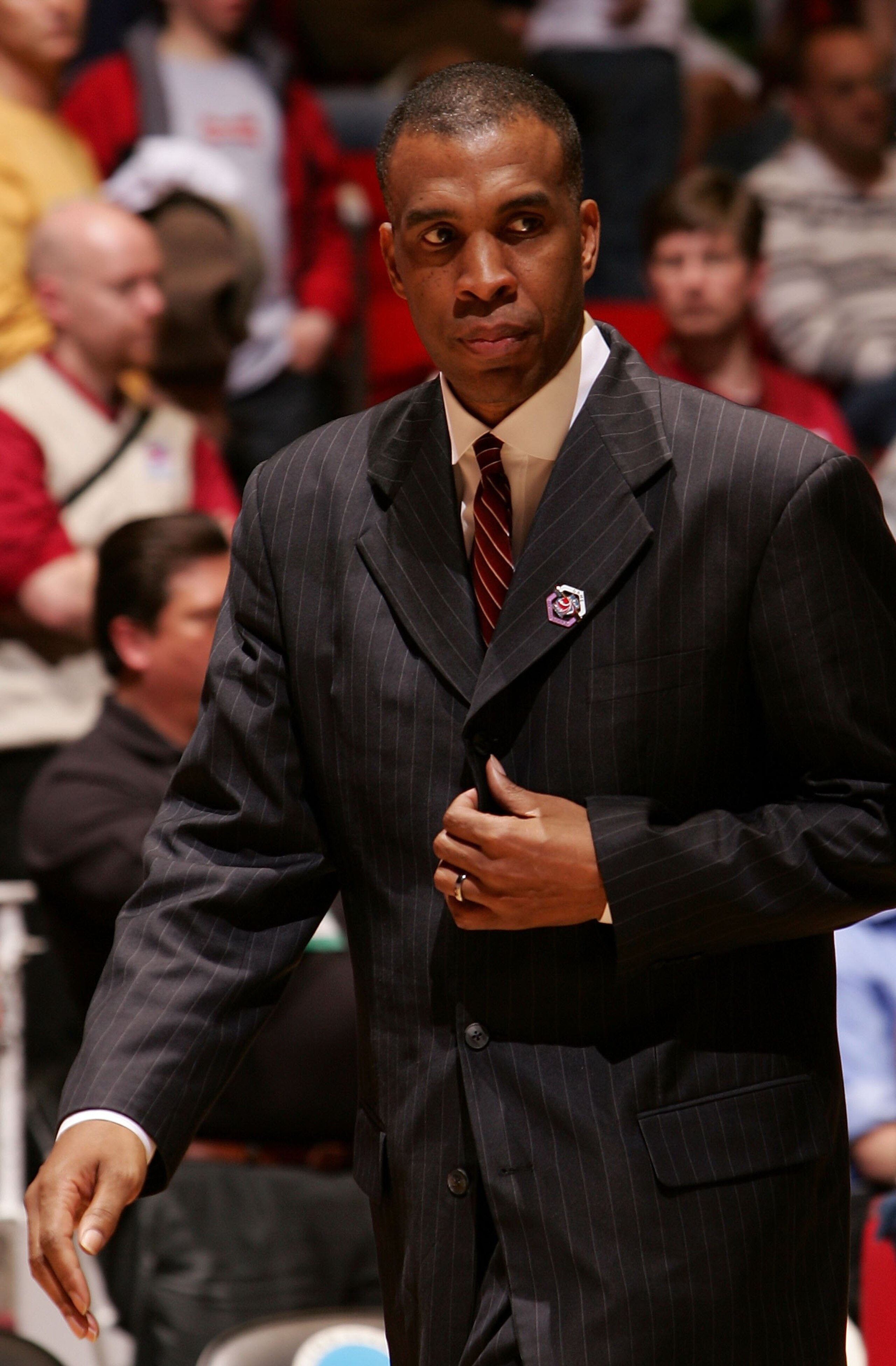 SALT LAKE CITY - MARCH 18:  Head coach Mike Davis of the Indiana Hoosiers walks off the court after Indiana lost 90-80 to the Gonzaga Bulldogs during the Second Round of the 2006 NCAA Men's Basketball Tournament March 18, 2006 at the Jon M. Huntsman Cente