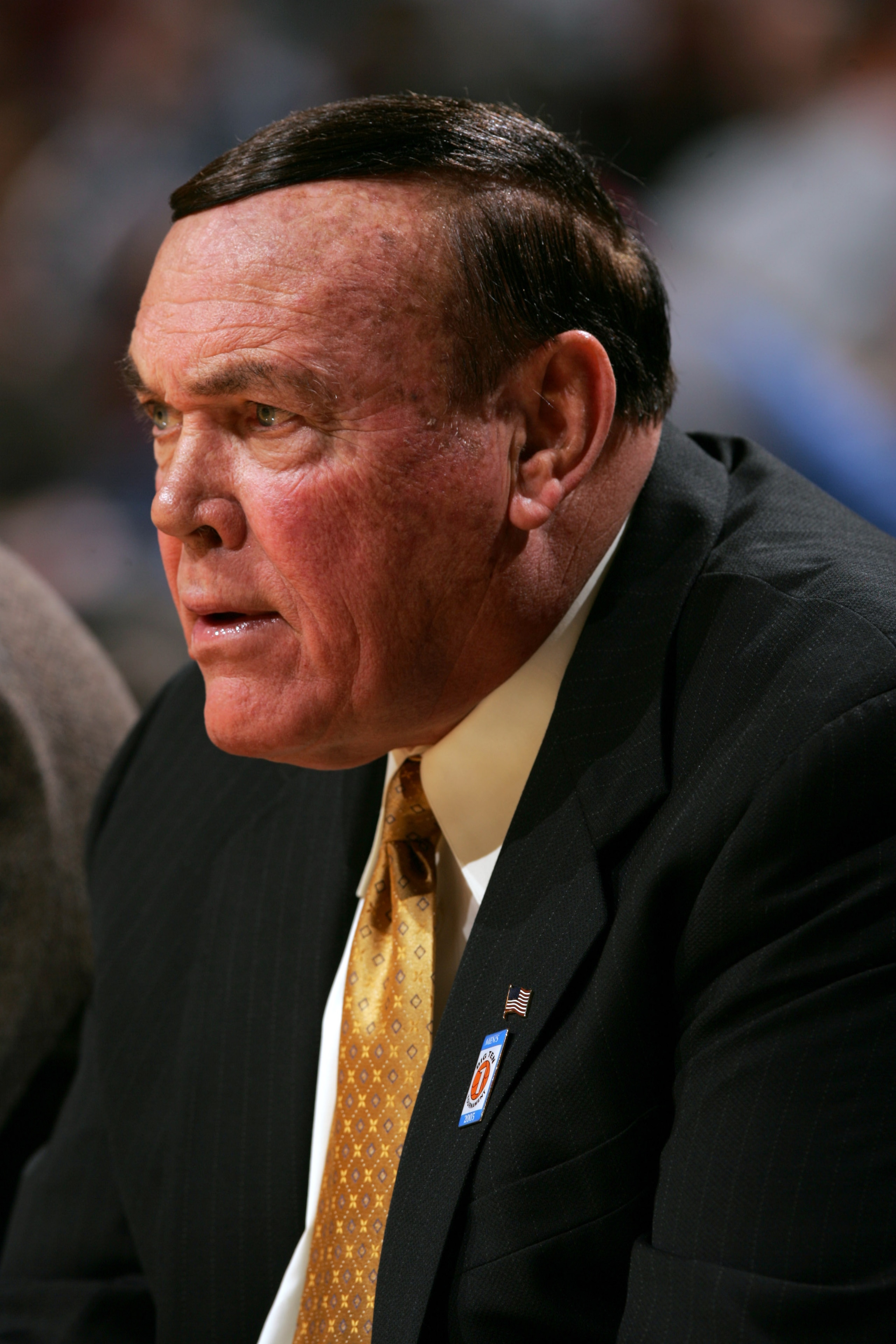 CHICAGO - MARCH 10:  Head coach Gene Keady of the Purdue Boilermakers  looks on against Iowa Hawkeyes during the first day of the Big Ten Men's Conference Basketball Tournament March 10, 2005 at the United Center in Chicago, Illinois. The game was Keady's