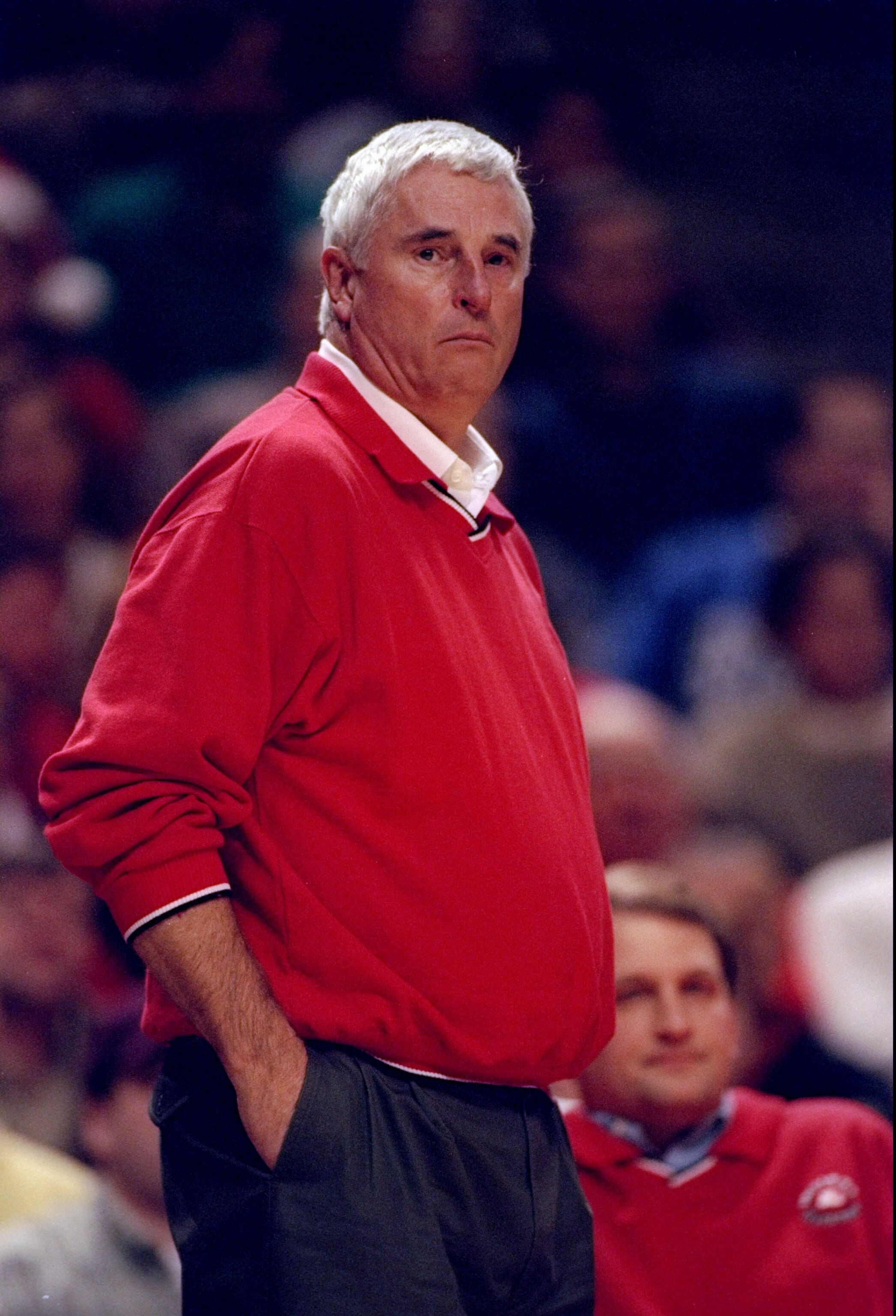 10 Dec 1996:  Indiana Hoosiers head coach Bob Knight looks on during a game against the DePaul Blue Demons at the United Center in Chicago, Illinois.  Indiana won the game, 74-57. Mandatory Credit: Jonathan Daniel  /Allsport