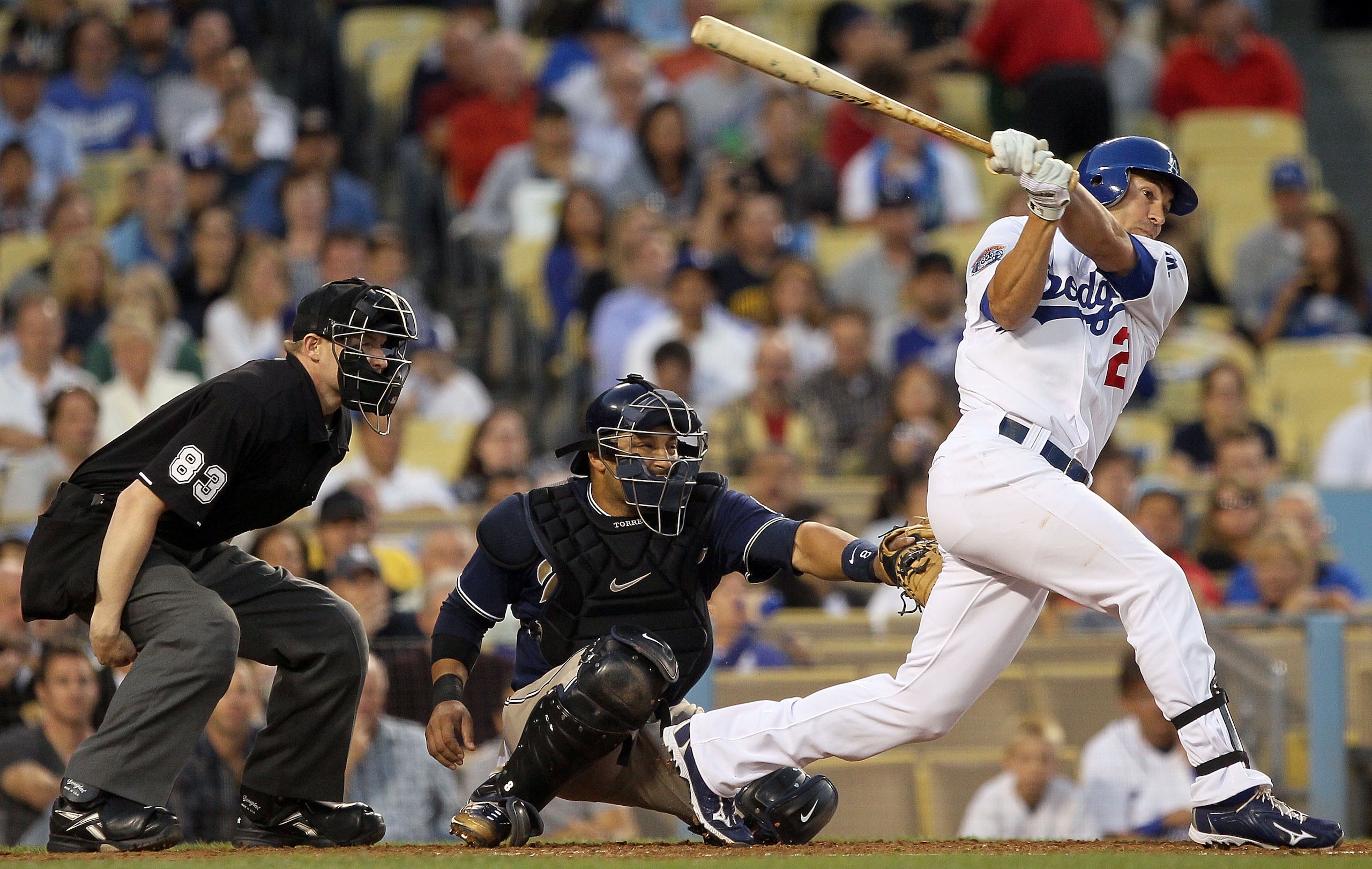 LOS ANGELES, CA - AUGUST 04:  Scott Podsednik #21 of the Los Angeles Dodgers plays in the game against the San Diego Padres at Dodger Stadium on August 4, 2010 in Los Angeles, California.  (Photo by Jeff Gross/Getty Images)