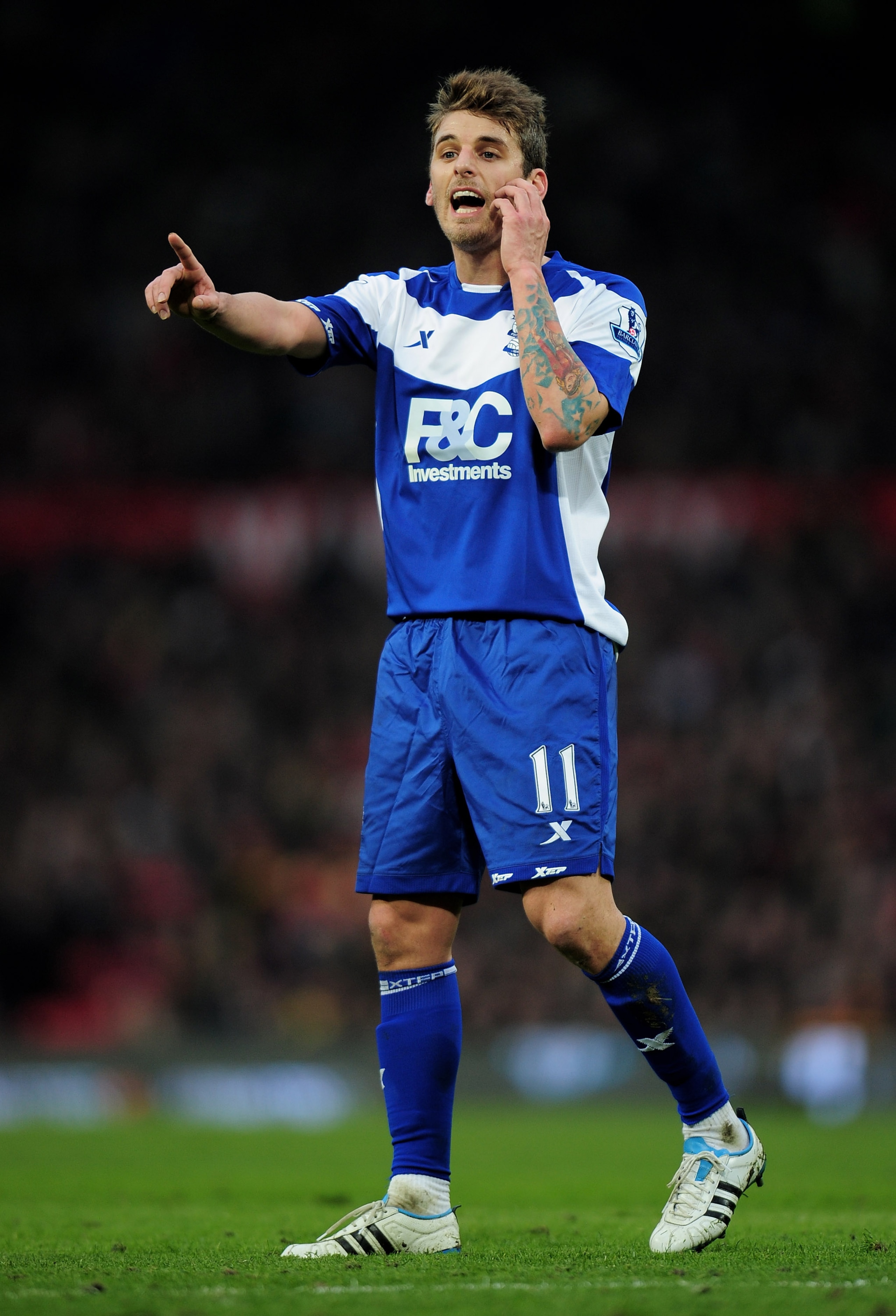 MANCHESTER, ENGLAND - JANUARY 22:  David Bentley of Birmingham City gestures during the Barclays Premier League match between Manchester United and Birmingham City at Old Trafford on January 22, 2011 in Manchester, England. (Photo by Shaun Botterill/Getty