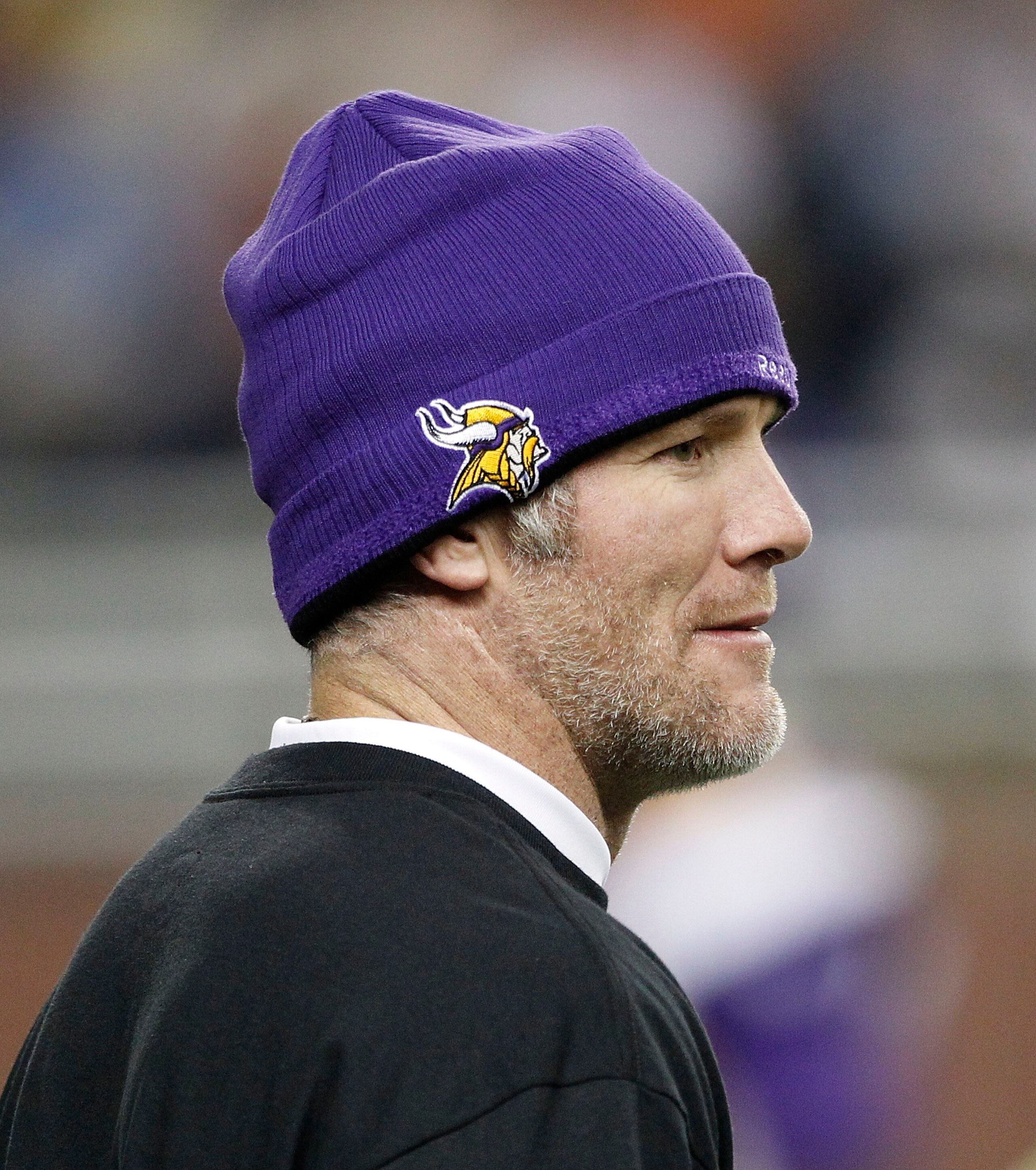 DETROIT, MI - DECEMBER 13: Brett Favre #4 of the Minnesota Vikings walks on the field during pre-game warm ups and will not dress for the game against the New York Giants on December 13, 2010 in Detroit, Michigan. (Photo by Leon Halip/Getty Images)