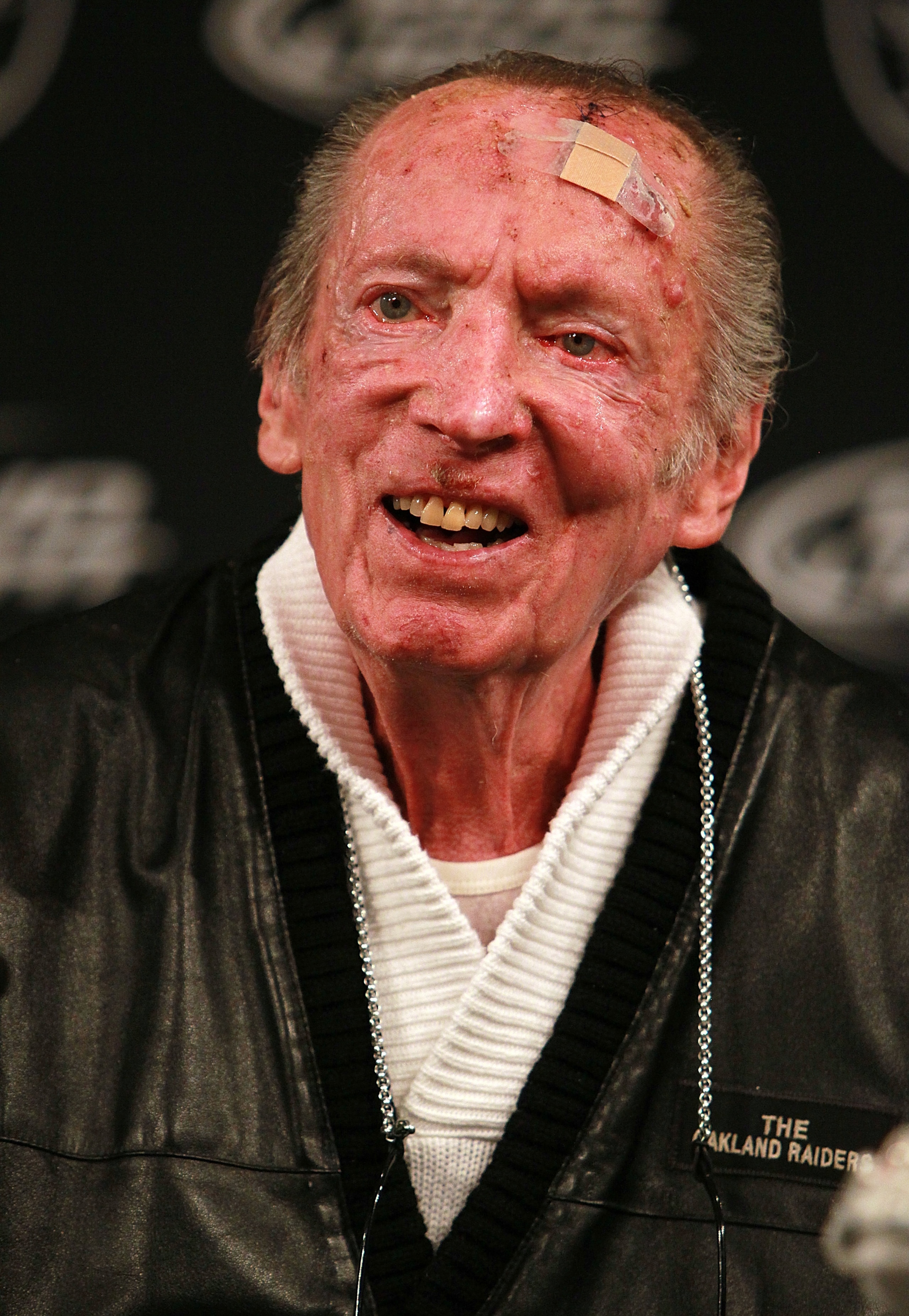 ALAMEDA, CA - JANUARY 18:  Oakland Raiders owner Al Davis speaks to reporters after introducing Hue Jackson as the new head coach of the Oakland Raiders on January 18, 2011 in Alameda, California.  Hue Jackson was introduced as the new coach of the Oaklan