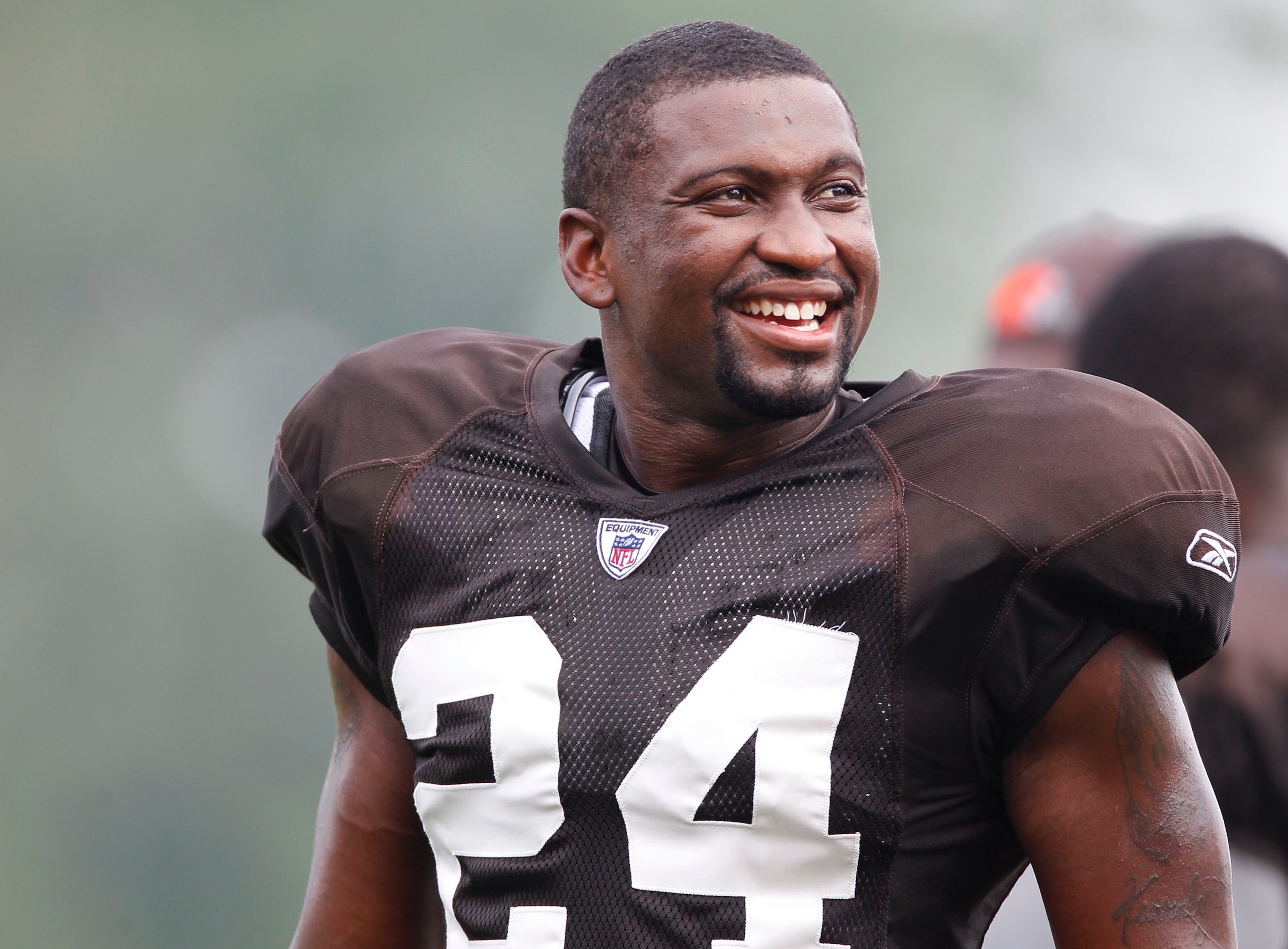 BEREA, OH - AUGUST 04:  Sheldon Brown #24 of the Cleveland Browns smiles during training camp at the Cleveland Browns Training and Administrative Complex on August 4, 2010 in Berea, Ohio.  (Photo by Gregory Shamus/Getty Images)