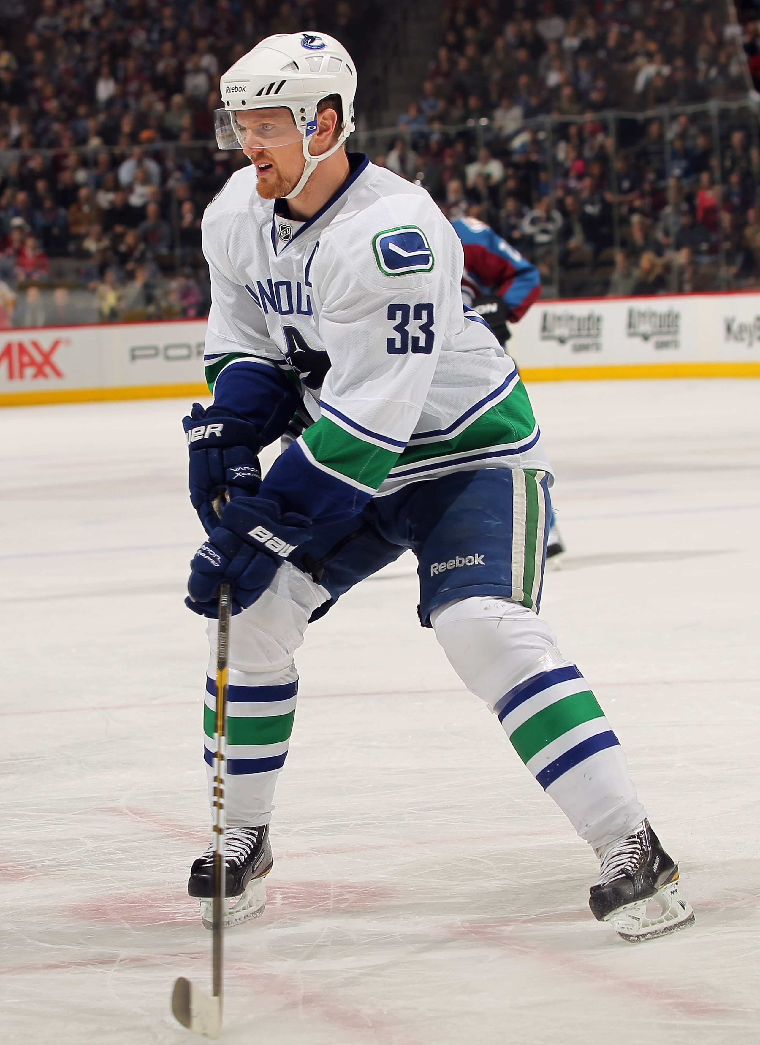 DENVER, CO - JANUARY 18: Henrik Sedin #33 of the Canucks skates against the Colorado Avalanche at the Pepsi Center on January 18, 2011 in Denver, Colorado. The Avalanche defeated the Canucks 4-3 in overtime. (Photo by Doug Pensinger/Getty Images) DENVER, CO - JANUARY 18: Henrik Sedin #33 of the Canucks skates against the Colorado Avalanche at the Pepsi Center on January 18, 2011 in Denver, Colorado. The Avalanche defeated the Canucks 4-3 in overtime. (Photo by Doug Pensinger/Getty Images)