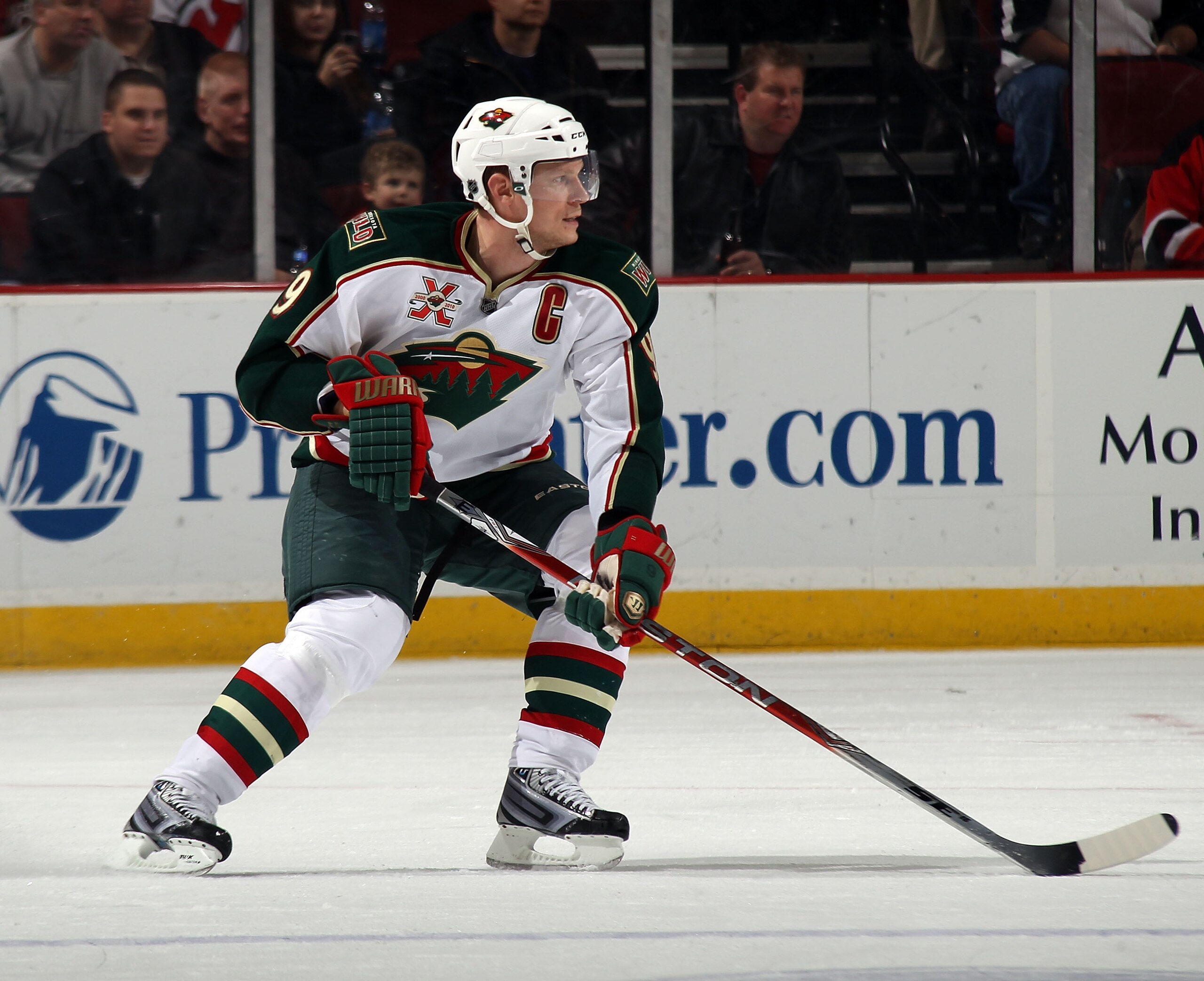 NEWARK, NJ - JANUARY 04:  Mikko Koivu #9 of the Minnesota Wild skates against the New Jersey Devils at the Prudential Center on January 4, 2011 in Newark, New Jersey. The Wild defeated the Devils 2-1.  (Photo by Bruce Bennett/Getty Images)