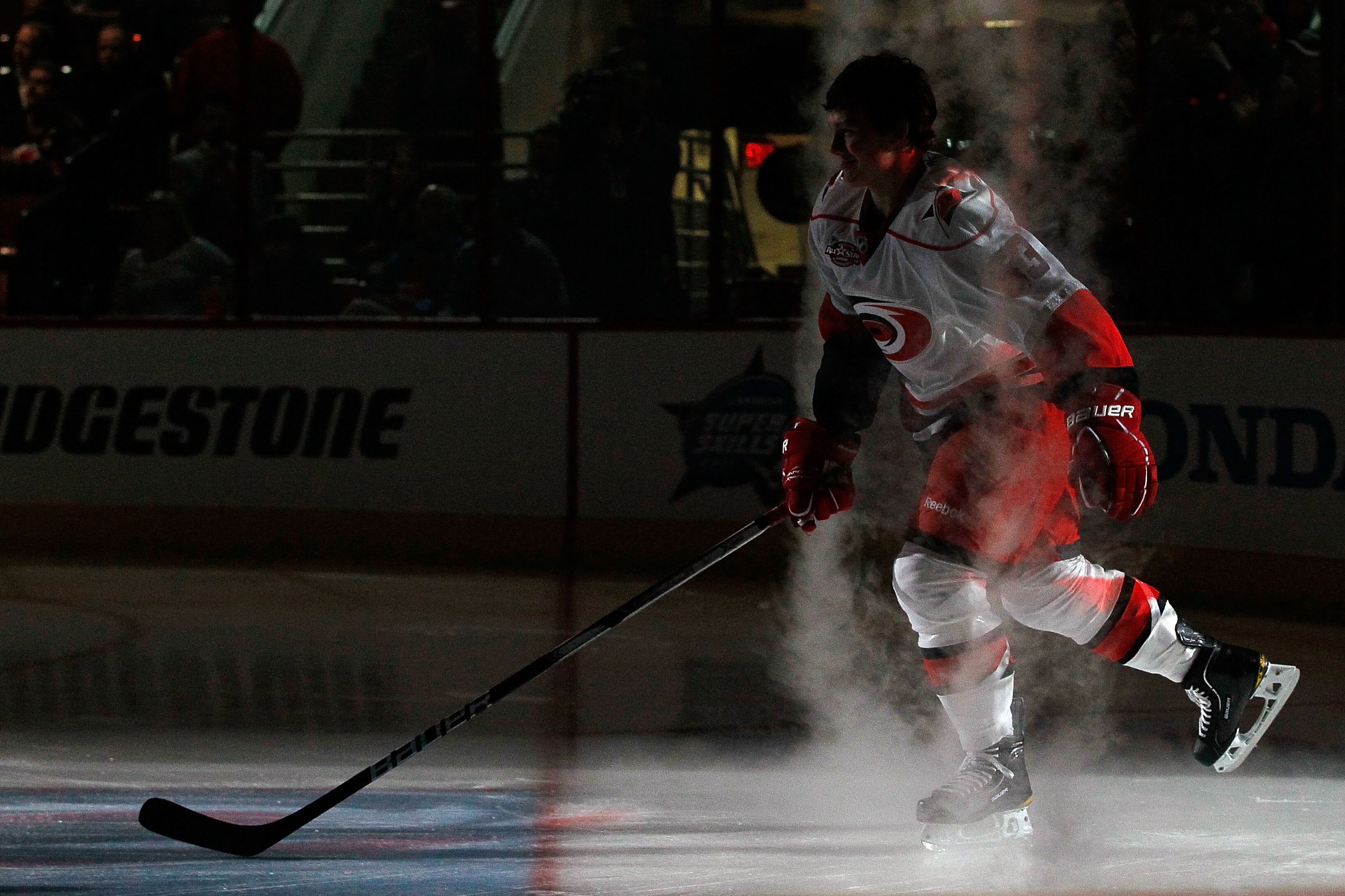 RALEIGH, NC - JANUARY 29:  Jeff Skinner #53 of the Carolina Hurricanes is introduced during the Honda NHL SuperSkills competition part of 2011 NHL All-Star Weekend at the RBC Center on January 29, 2011 in Raleigh, North Carolina.  (Photo by Kevin C. Cox/G