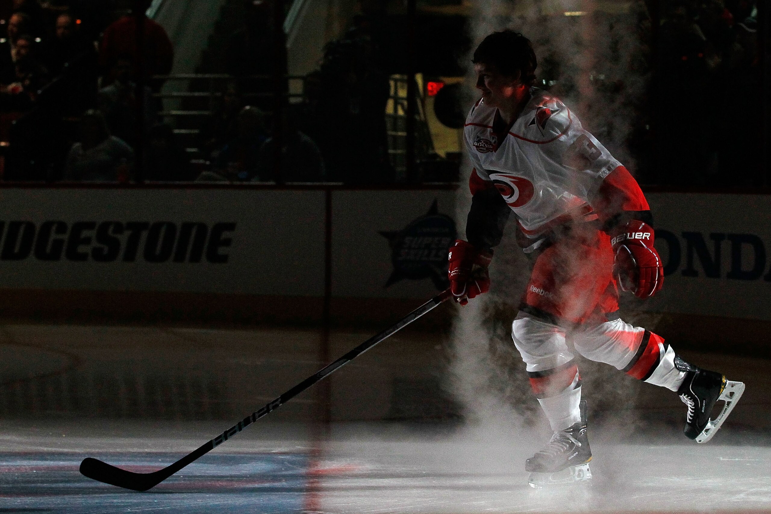 RALEIGH, NC - JANUARY 29:  Jeff Skinner #53 of the Carolina Hurricanes is introduced during the Honda NHL SuperSkills competition part of 2011 NHL All-Star Weekend at the RBC Center on January 29, 2011 in Raleigh, North Carolina.  (Photo by Kevin C. Cox/G