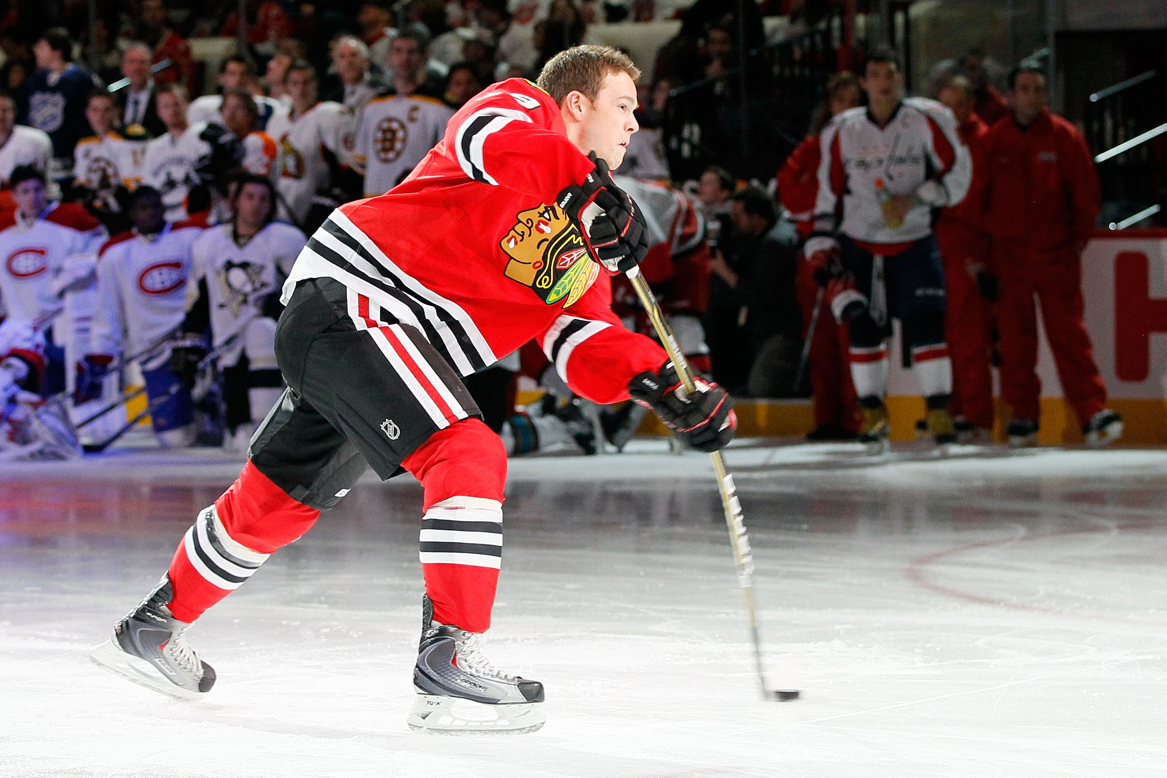 RALEIGH, NC - JANUARY 29:  Jonathan Toews #19 of the Chicago Blackhawks takes part in the Honda NHL SuperSkills competition part of 2011 NHL All-Star Weekend at the RBC Center on January 29, 2011 in Raleigh, North Carolina.  (Photo by Kevin C. Cox/Getty I