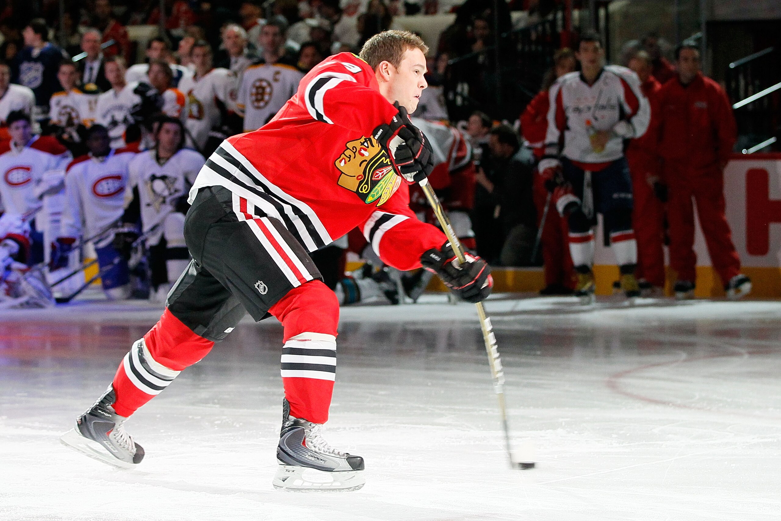 RALEIGH, NC - JANUARY 29:  Jonathan Toews #19 of the Chicago Blackhawks takes part in the Honda NHL SuperSkills competition part of 2011 NHL All-Star Weekend at the RBC Center on January 29, 2011 in Raleigh, North Carolina.  (Photo by Kevin C. Cox/Getty I