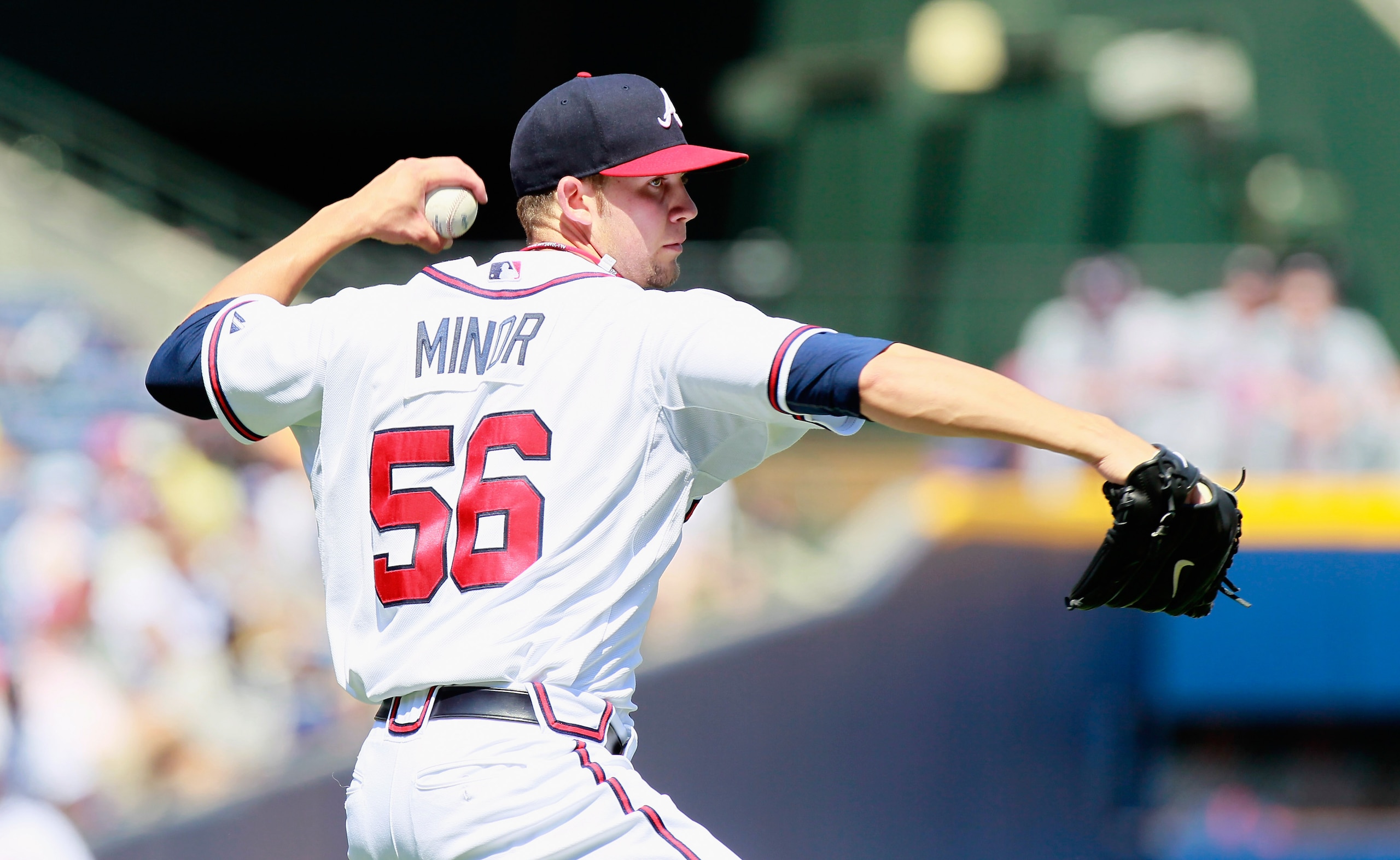 ATLANTA - SEPTEMBER 15:  Pitcher Mike Minor #56 of the Atlanta Braves against the Washington Nationals at Turner Field on September 15, 2010 in Atlanta, Georgia.  (Photo by Kevin C. Cox/Getty Images)