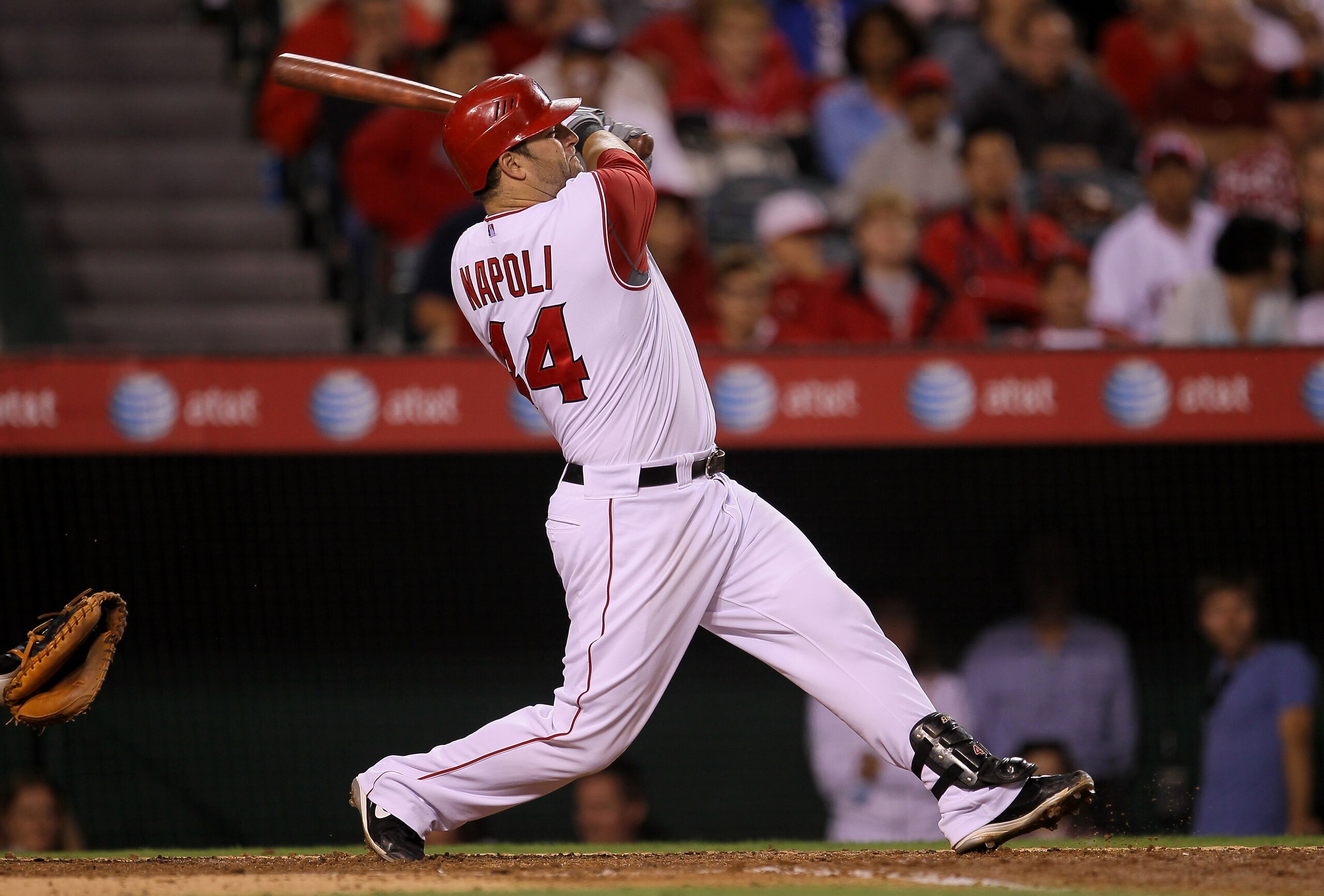 ANAHEIM, CA - SEPTEMBER 06: Mike Napoli of the Los Angeles Angels of Anaheim bats against the Cleveland Indians on September 6, 2010 at Angel Stadium in Anaheim, California.  (Photo by Stephen Dunn/Getty Images)